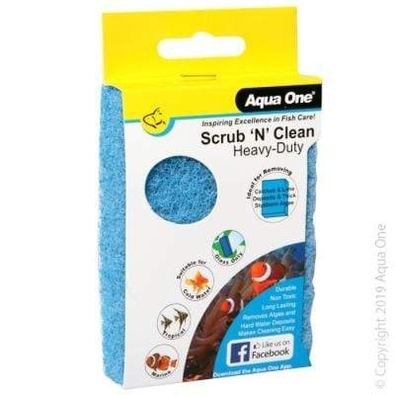 Aqua One Scrub n Clean Coarse Algae Pad - Heavy Duty Aquarium Cleaning Tool for Fish Tank Glass, Decorations & Plants - Perfect for Freshwater and Saltwater Tanks