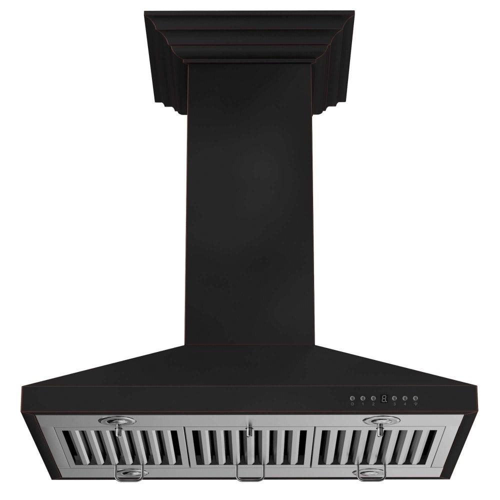 ZLINE 36 Inch Oil Rubbed Bronze Designer Series Range Hood - Island Mount Kitchen Ventilation for Modern Homes | Perfect for Open Concept Kitchens & Gourmet Cooking Spaces