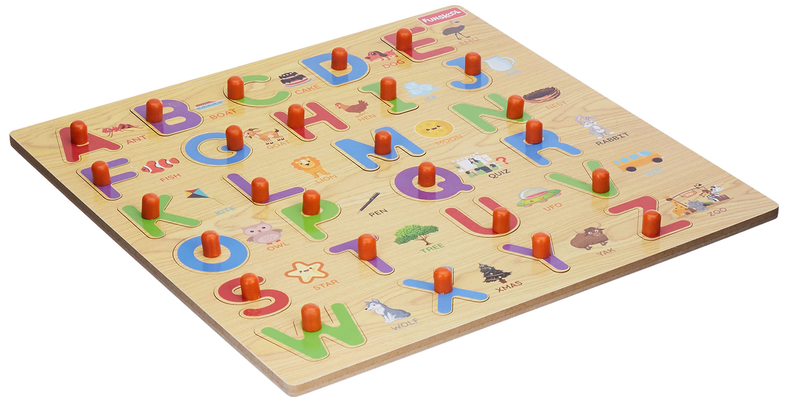 Funskool ABC Wooden Puzzle - 26 Piece Educational Wooden Alphabet Puzzle for Kids Ages 3+ - Learning Toy for Preschool & Kindergarten - Perfect for Early Childhood Education & Home Schooling Activities