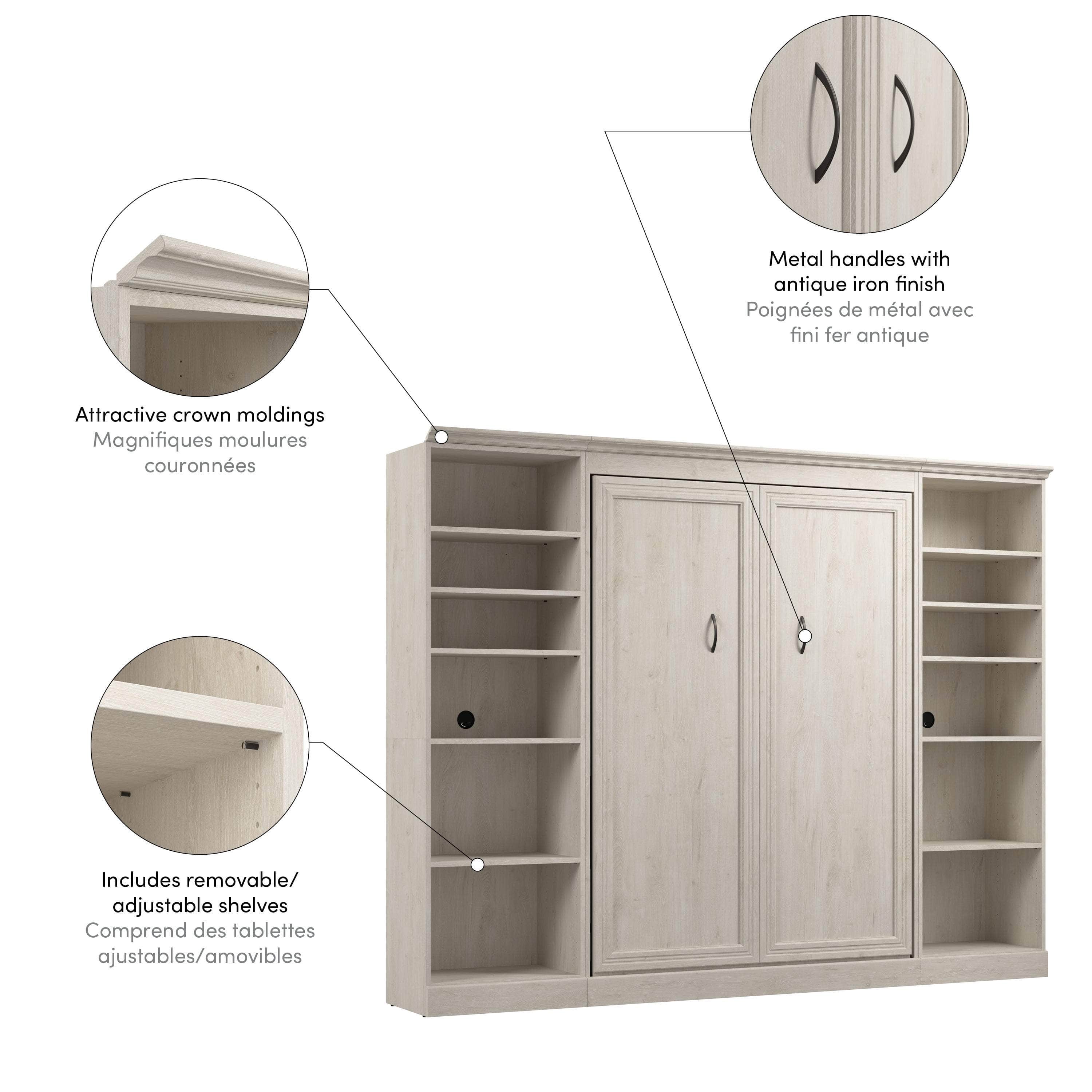 Space-Saving Full Murphy Wall Bed with 2 Storage Units - 3 Color Options | Perfect for Small Apartments, Guest Rooms & Home Offices