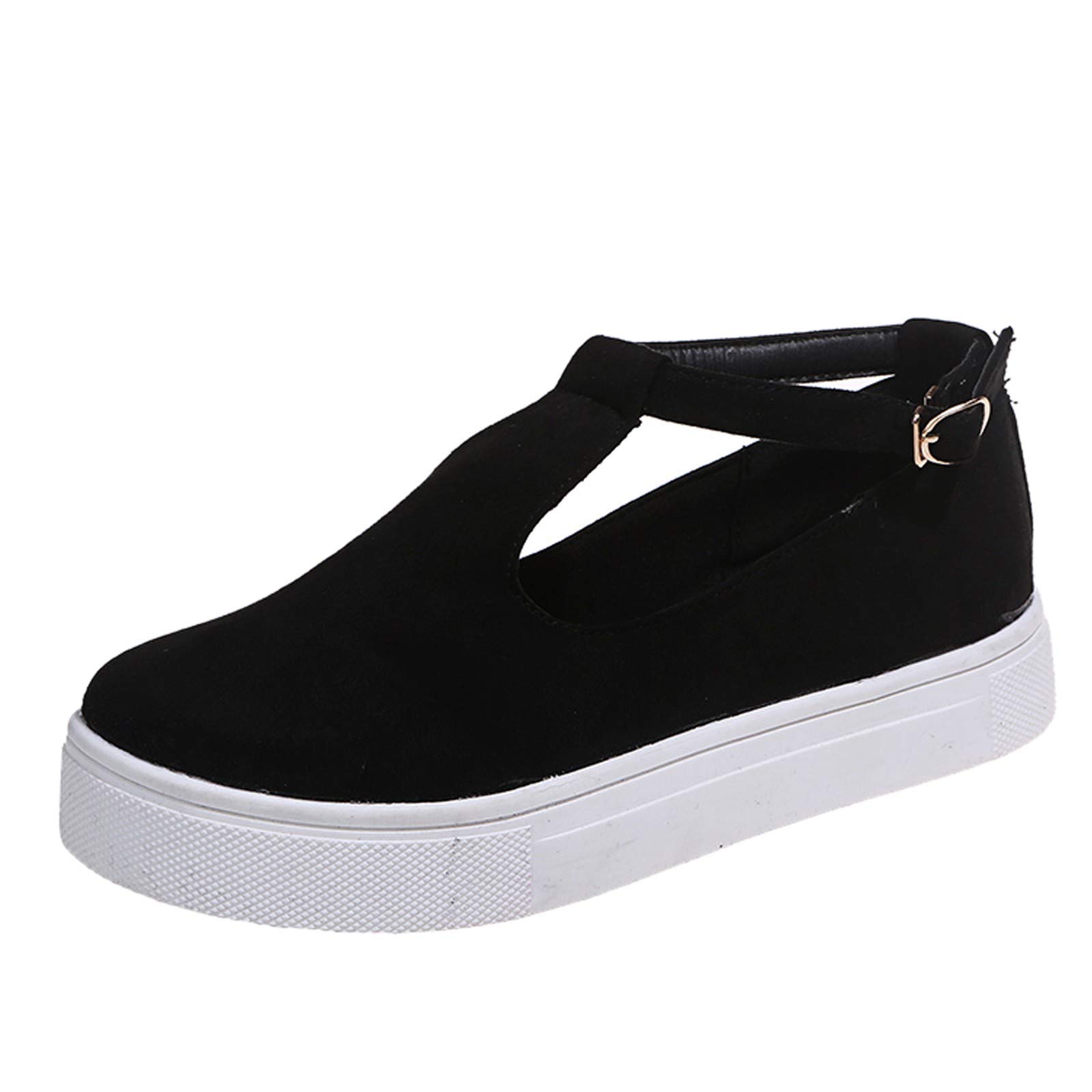 DNYELQ Women's Suede Slip-On Sneakers - Breathable Casual Shoes with Buckle Strap, Comfortable Flat Shoes for Women | Perfect for Walking, Shopping & Daily Wear