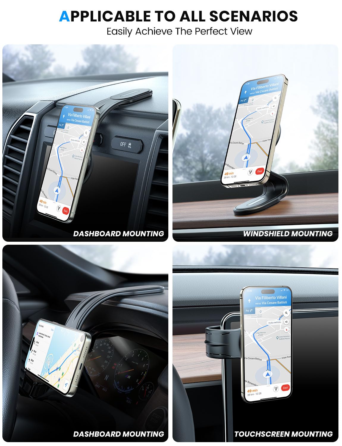 eSamcore MagSafe Car Mount - 20 Magnets, Bendable Aluminum Arm for iPhone 16/15/14/13 | Secure Dash Phone Holder for Driving