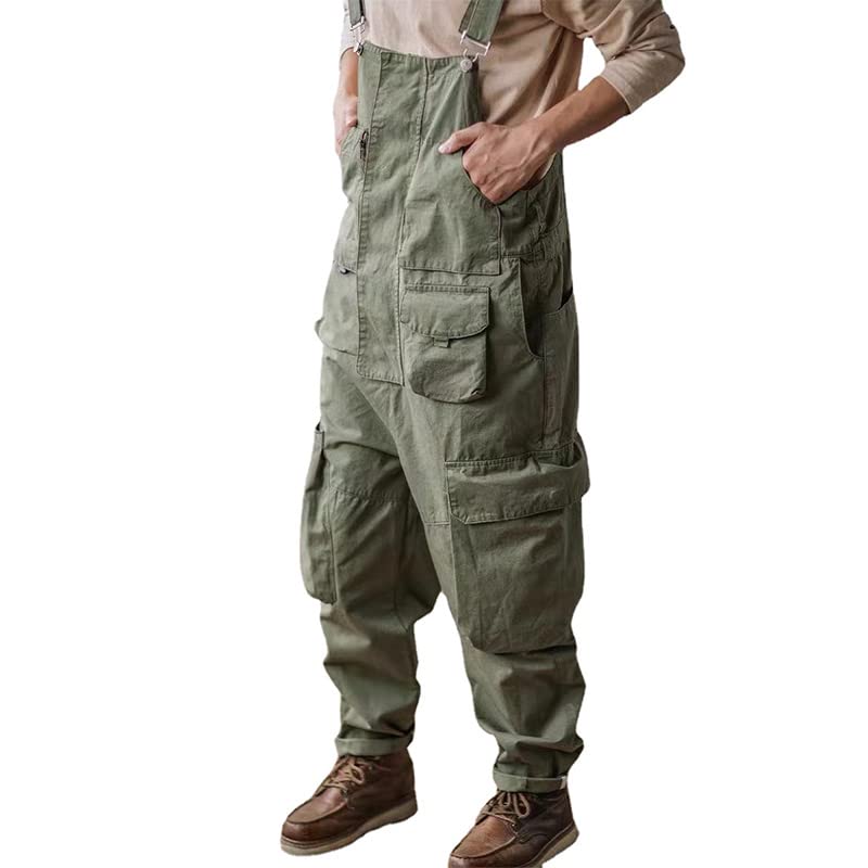Retro American Overalls for Men - Loose Fit Bib Denim Jumpsuit with Suspenders, Four Seasons Full-Length Baggy Pants | Vintage Workwear, Casual Street Style & DIY Projects