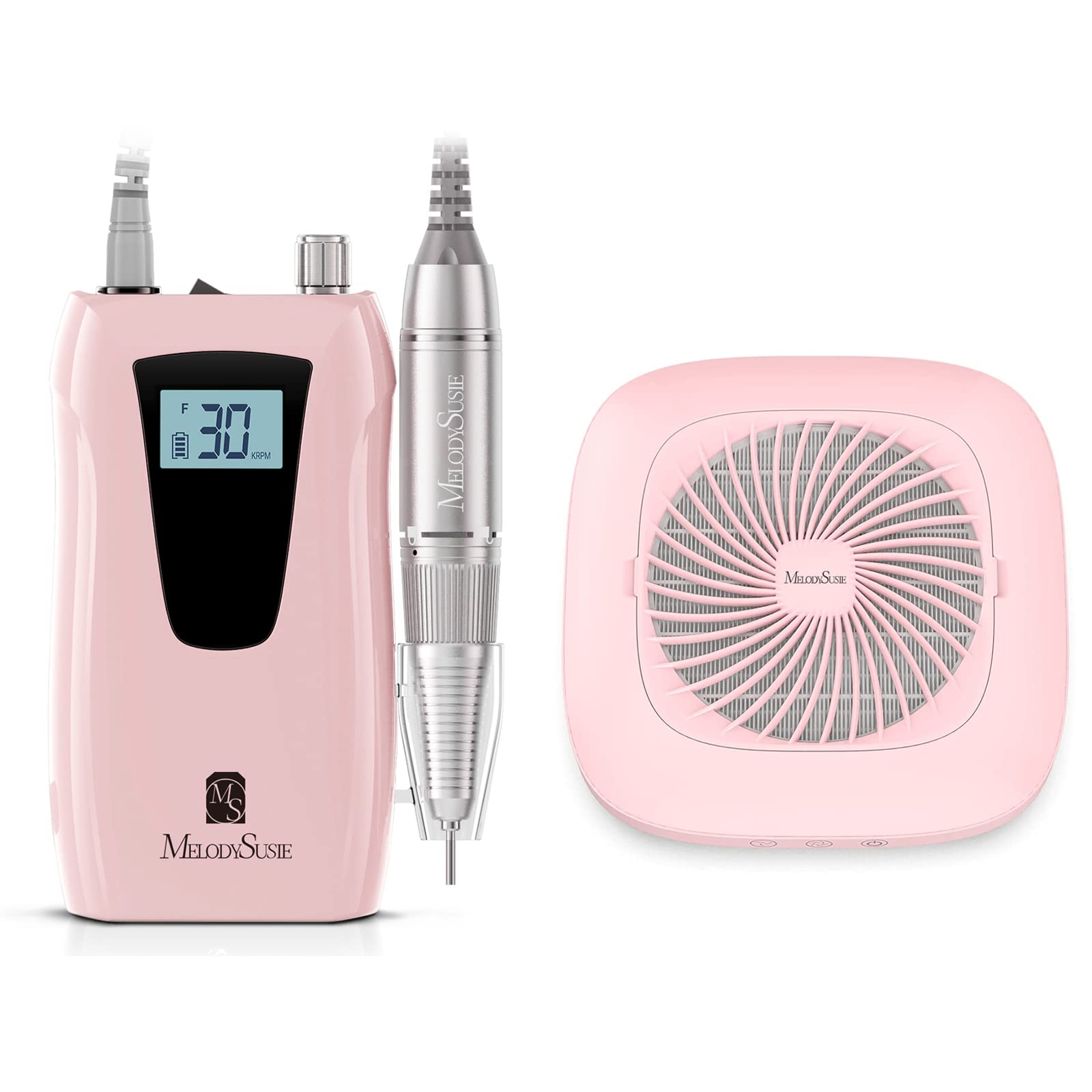 MelodySusie Rechargeable Nail Dust Collector with 30000 RPM Nail Drill - Professional Manicure & Pedicure Kit for Salon & Home Nail Care