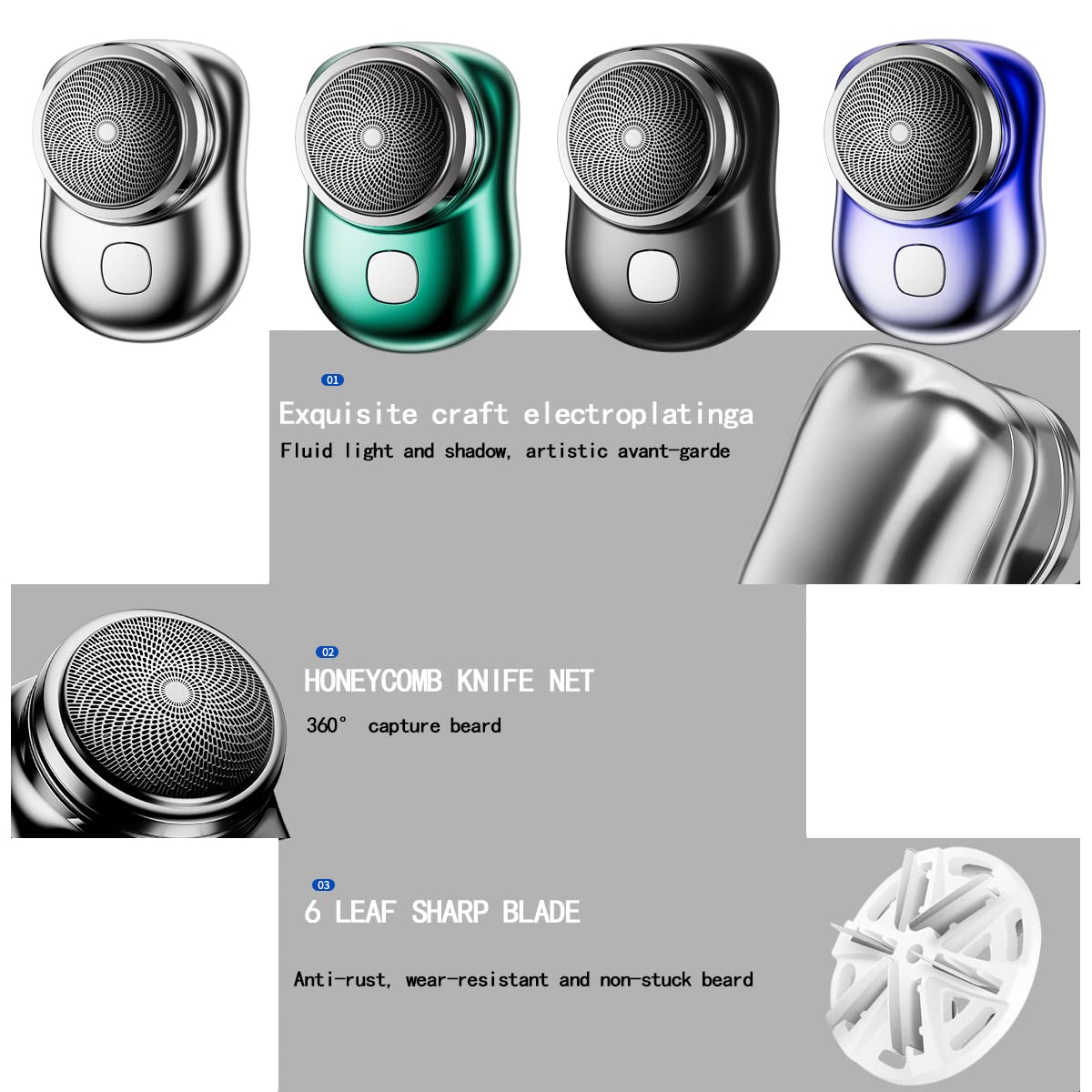 Portable Electric Shaver for Men - Cordless Rechargeable Mini Shaver for Bald Head, Travel & Grooming Kit - Perfect Gift for Dad, Husband (Silver) | Home, Office & Travel Use