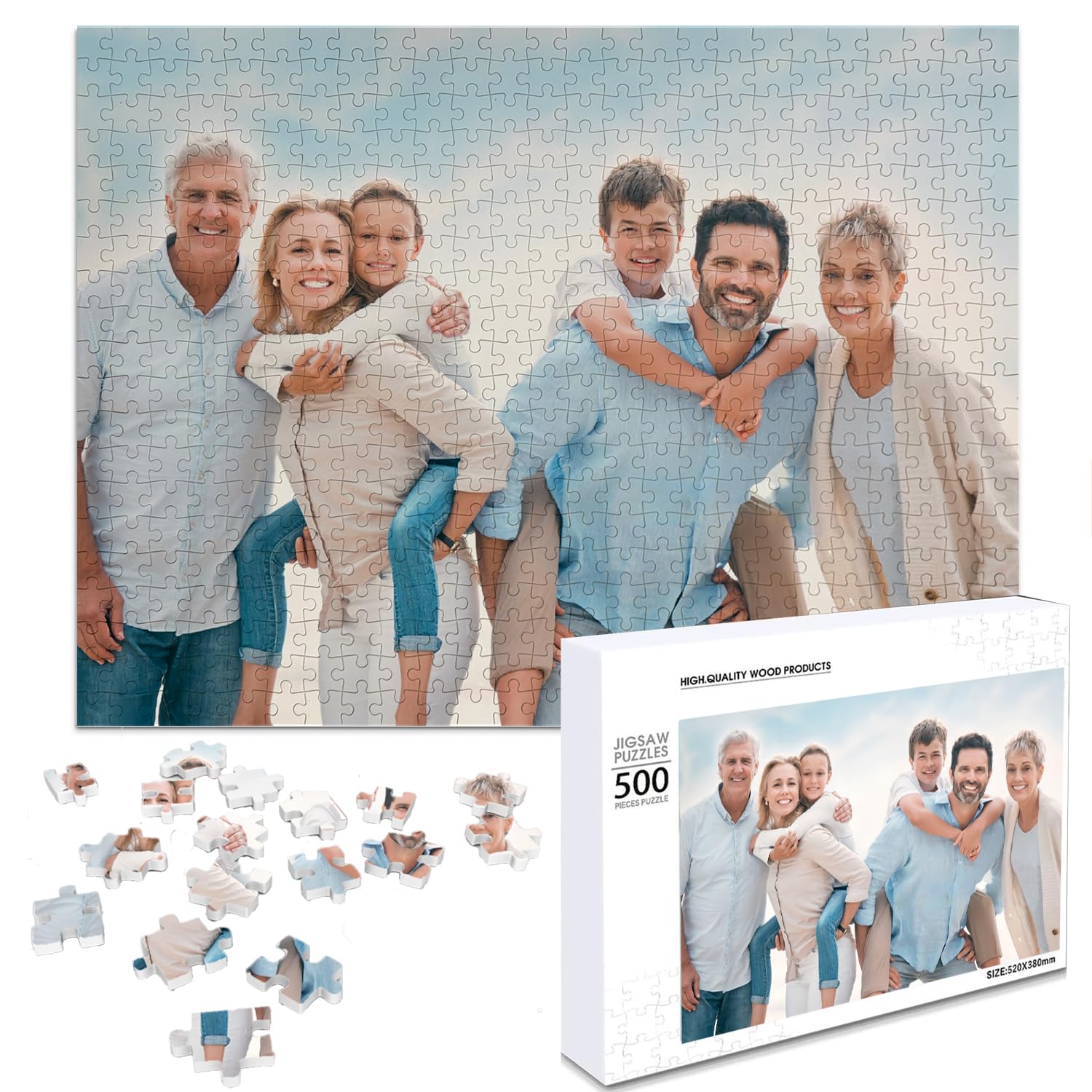 Custom Photo Puzzle - Personalized 120/200/300/500/1000 Piece Jigsaw Puzzle | Unique Gift for Family, Wedding, Graduation & Pet Lovers | Perfect for Home Decor, Memory Keepsakes & Party Activities