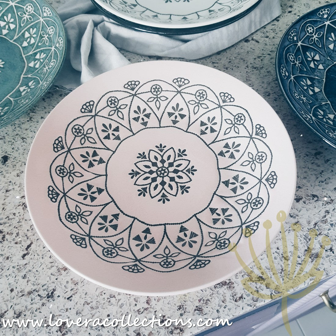 Premium Moroccan Style Pink Dining Set for 4 - Elegant Boho Home Decor | Perfect for Indoor/Outdoor Entertaining, Dinner Parties & Cozy Family Meals