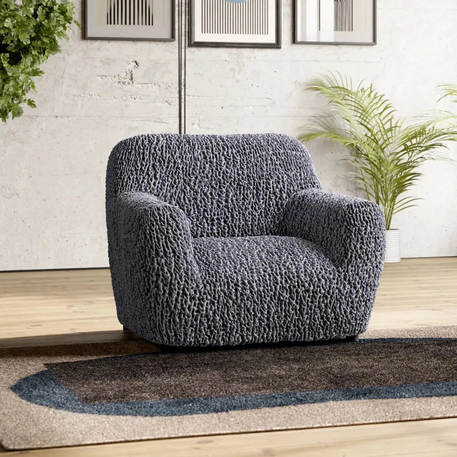 Goffrato Velvet Armchair Slipcover - Soft Stretch Furniture Protector for Living Room, Bedroom & Office - Easy Washable Chair Cover for Home Decor