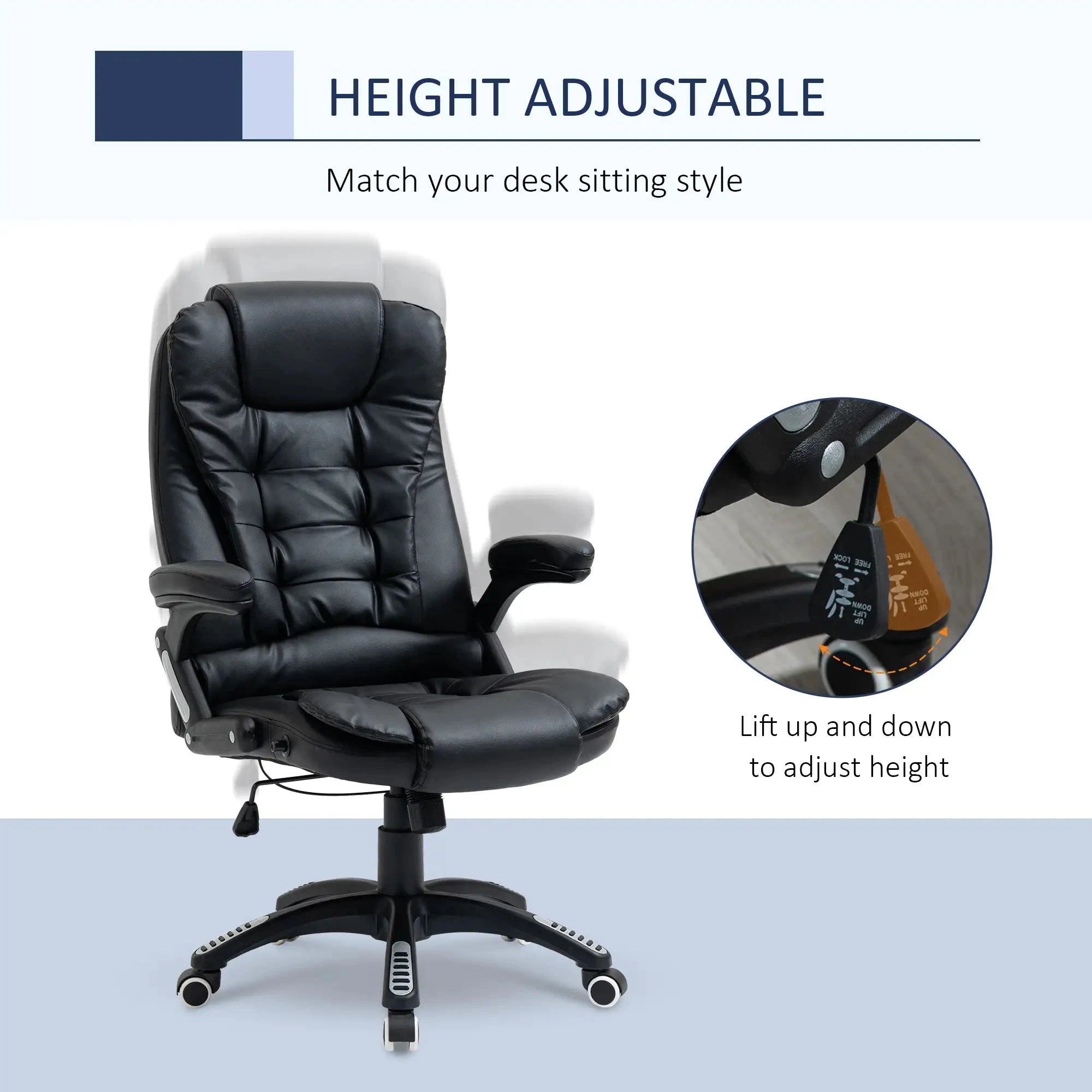 Premium High Back Faux Leather Executive Office Chair - Ergonomic Swivel Seat with Adjustable Height (Black/Gray) - Perfect for Home Office, Conference Rooms & Corporate Workspaces
