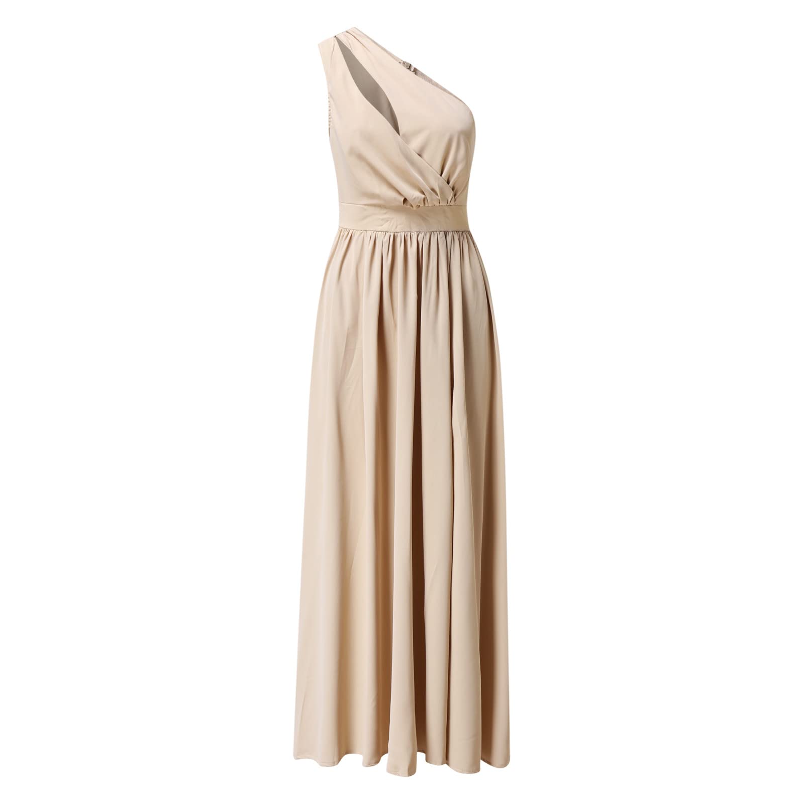 FOVIGUO Women's Elegant High Waist One Shoulder Mesh Cocktail Dress - Stretchy Polyester Sleeveless Party Gown for Summer Dinner, Night Out & Special Occasions