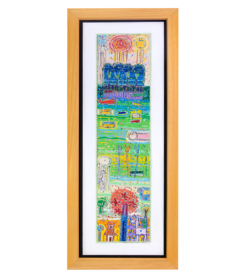 Original Framed Woodblock Painting 'Star Home' by Seung Lee - Asian Art Wall Decor for Living Room, Bedroom & Office
