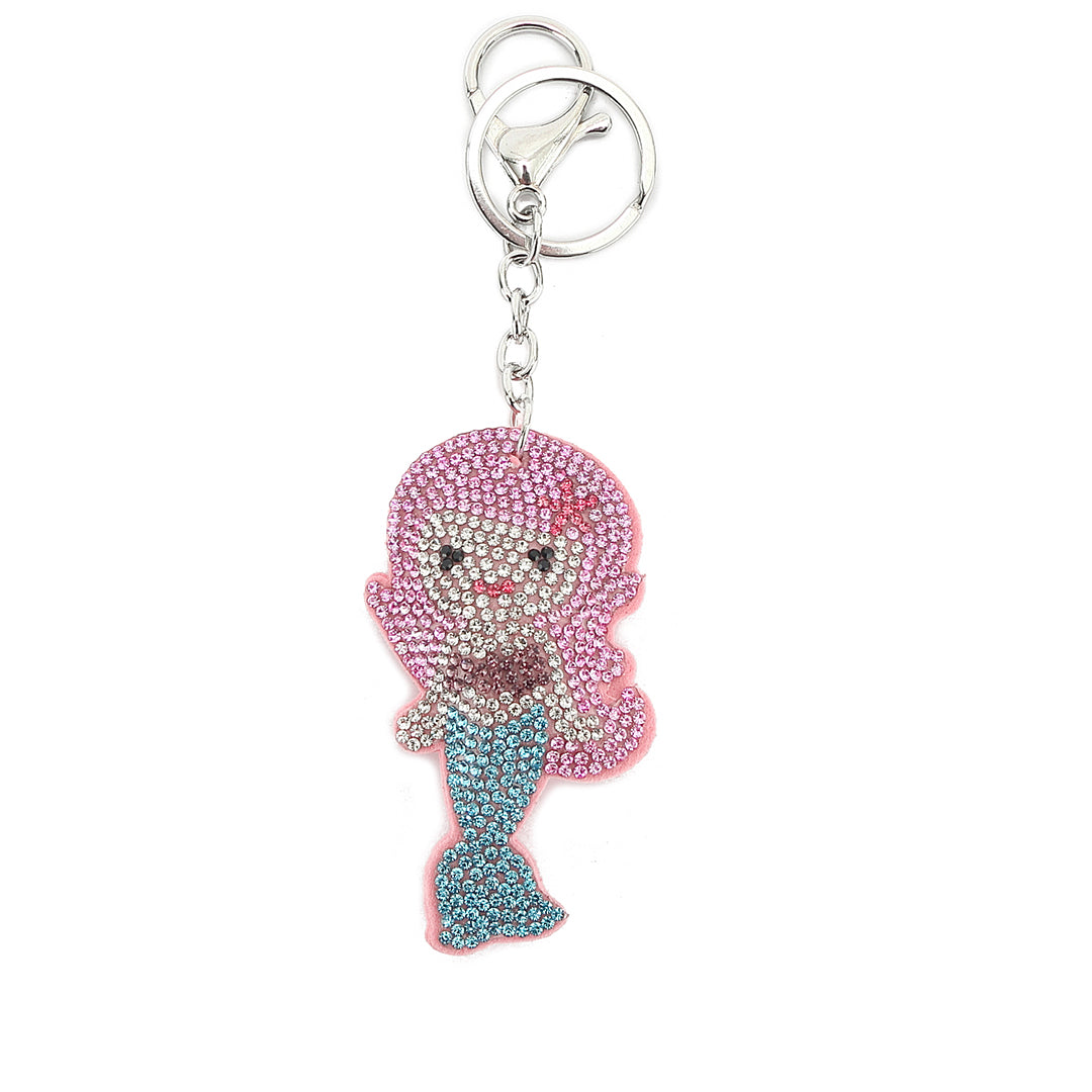 Sparkling Crystal Mermaid Pink Bag Charm - Elegant Handbag Accessory for Women | Perfect for Purse, Backpack & Keychain Decoration