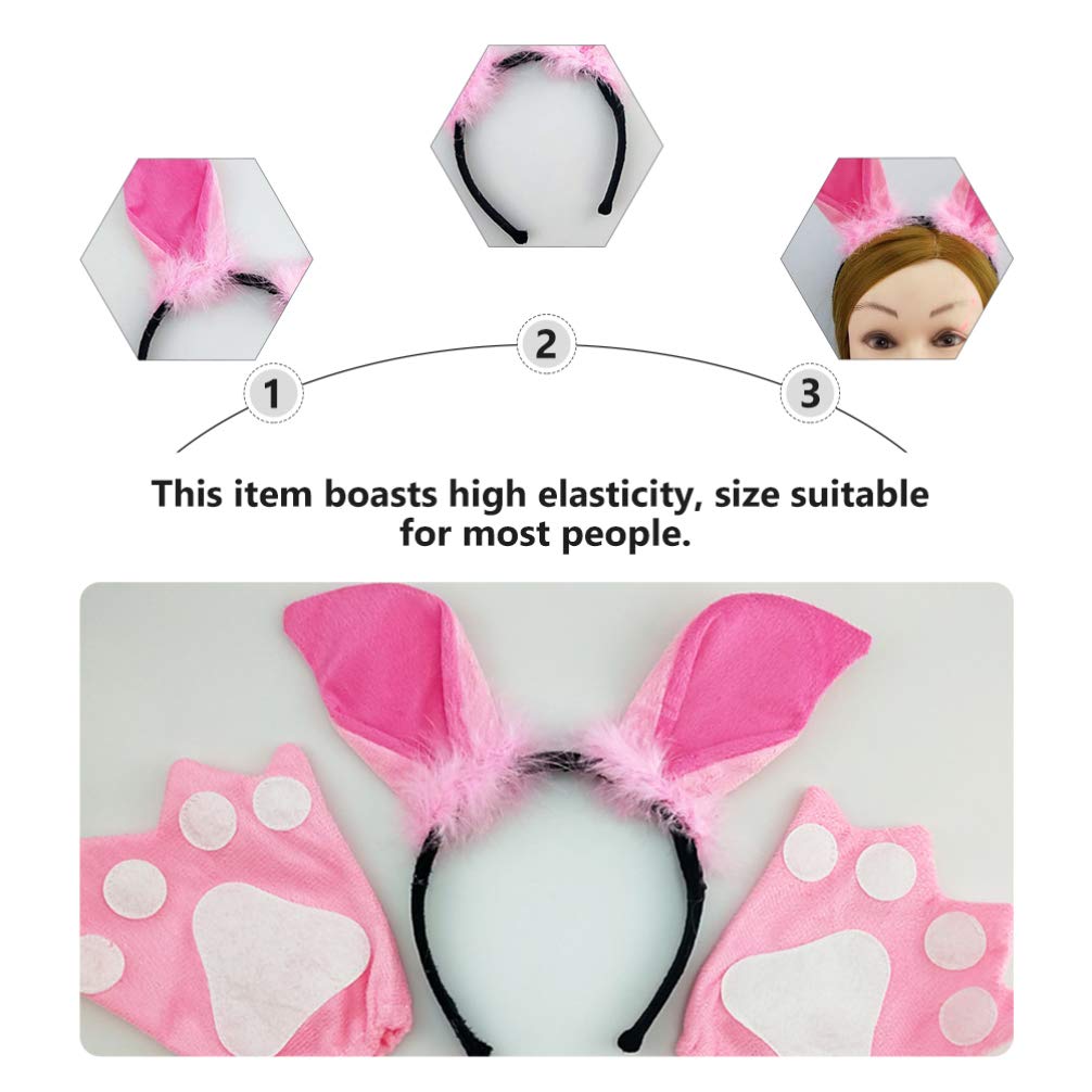 Beaupretty 6 Pack Plush Animal Headbands - Cute Pig Ears Headband for Halloween, Costume Parties, Dress Up & Photo Props - Fun Hair Accessories for Women & Girls (Pink) - Perfect for Halloween, Cosplay, Birthday Parties & Themed Events