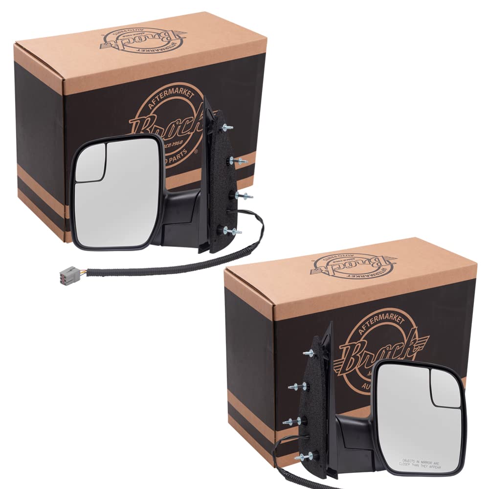 2009-2014 Ford E-Series Van Power Side View Mirrors with Spotter Glass - Driver & Passenger Replacement (AC2Z 17683 AA & AC2Z 17682 AA) - Perfect for Enhanced Visibility and Safe Lane Changes