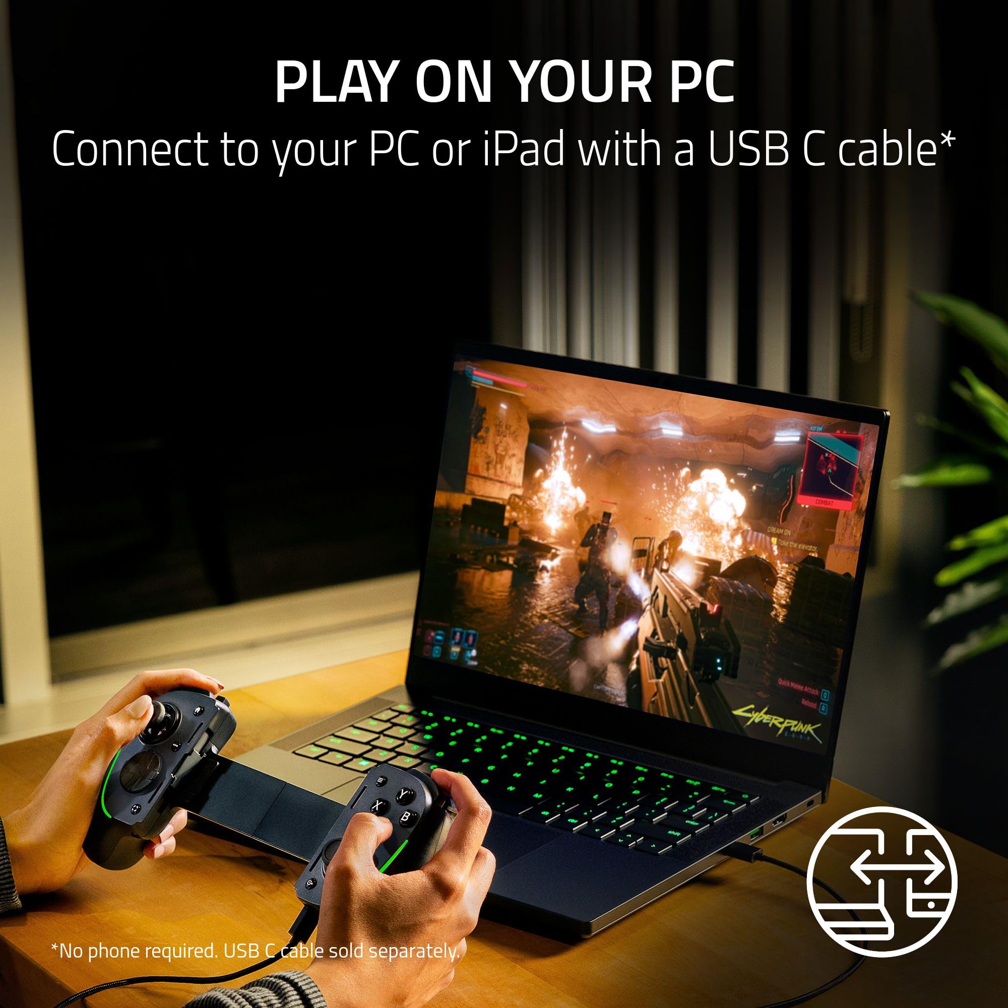 Razer Kishi Ultra Mobile Gaming Controller for Android & iPhone 15/16 Series | Compatible with iPad Mini A17 Pro & 6 (USB-C) | Pro-Level Controls with Ergonomic Grip | Stream PC/Xbox/PS5 Games on Phone/Tablet | Chroma RGB Lighting | Perfect for Cloud Gaming & Mobile Esports