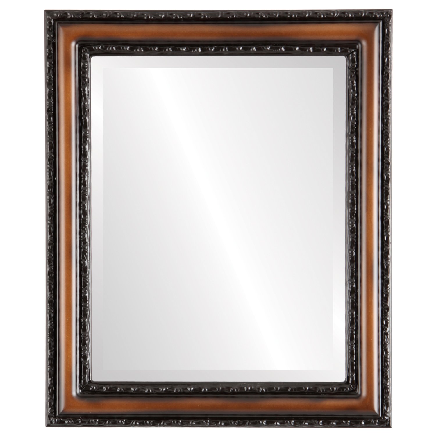 OVALCREST 20x24 Inch Rectangle Beveled Wall Mirror - Walnut Finish Dorset Style Home Decor - Perfect for Entryway, Living Room & Bedroom Wall Decor