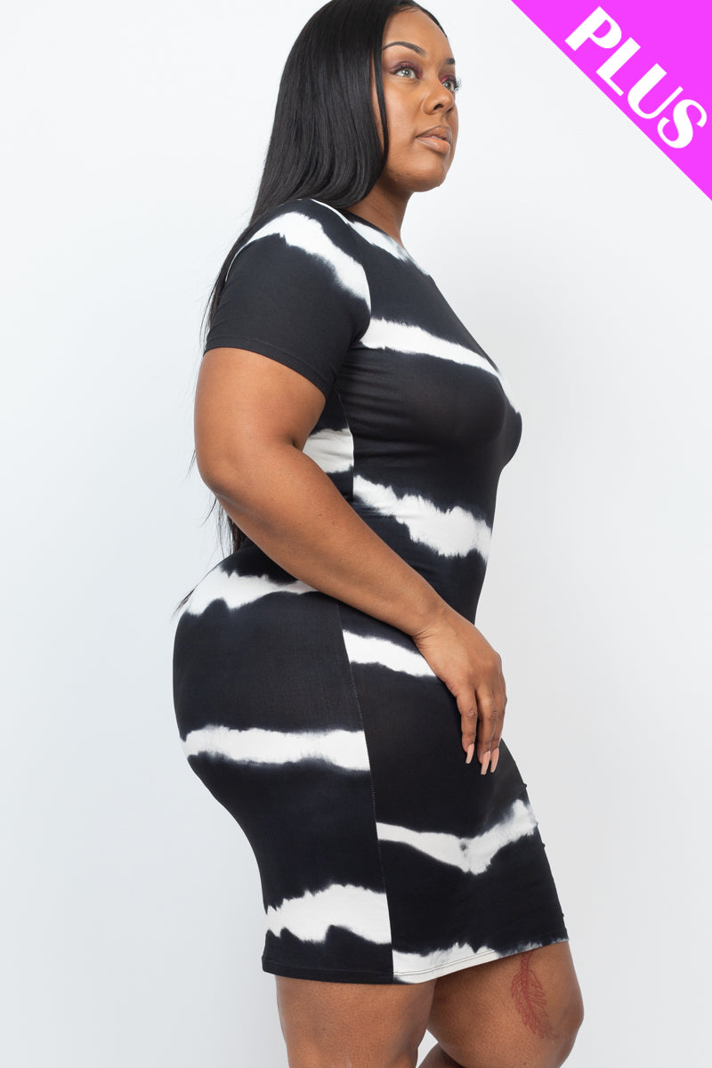 Plus Size Tie Dye Print Bodycon Dress for Women - Flattering Stretchy Party Clubwear (CAPELLA) | Perfect for Night Out, Date Night & Summer Vacations