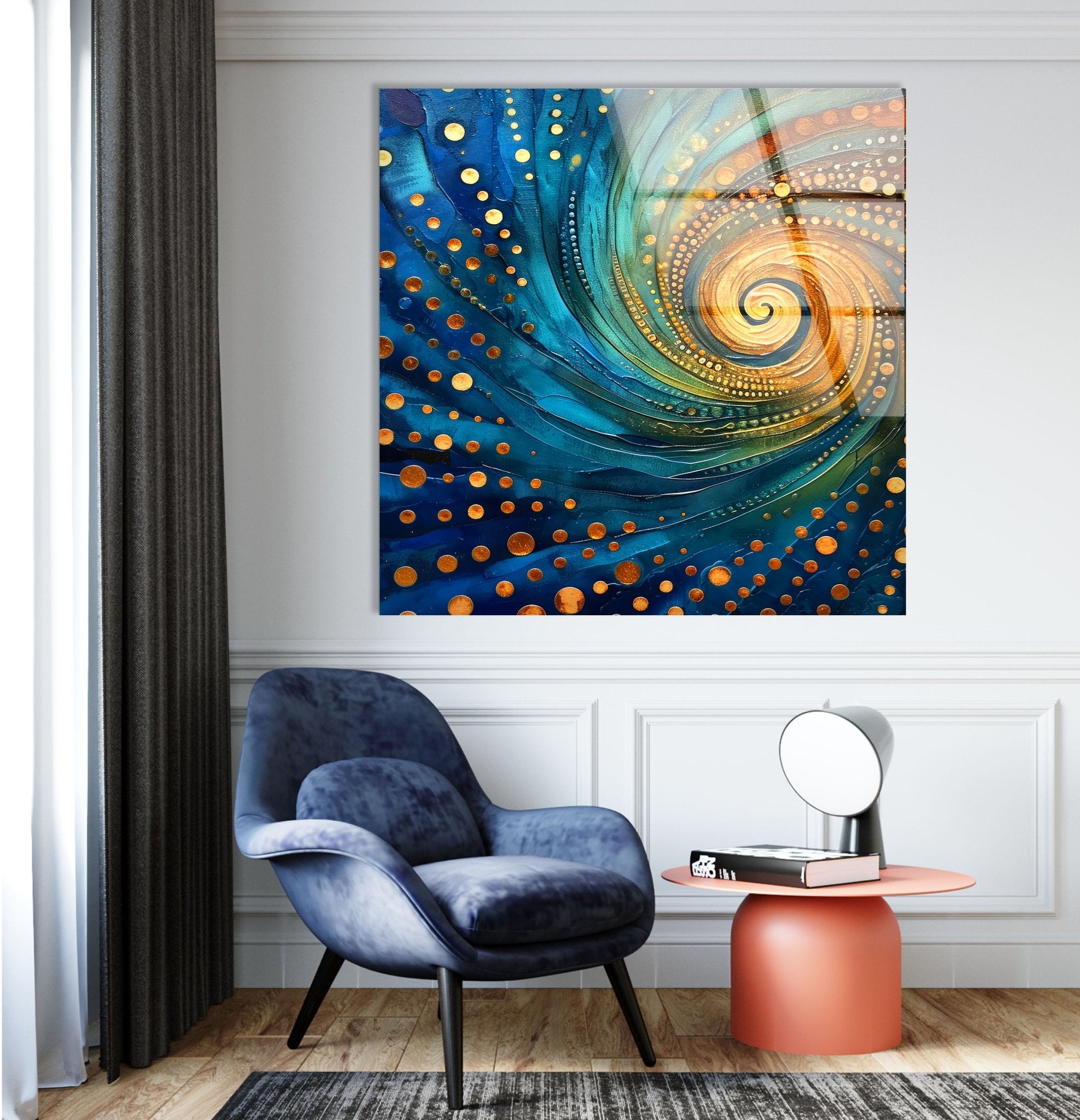 Abstract Spiral Fractal Glass Wall Art - Modern Home Decor for Living Room, Bedroom & Office - Handmade 3D Glass Sculpture for Unique Interior Design