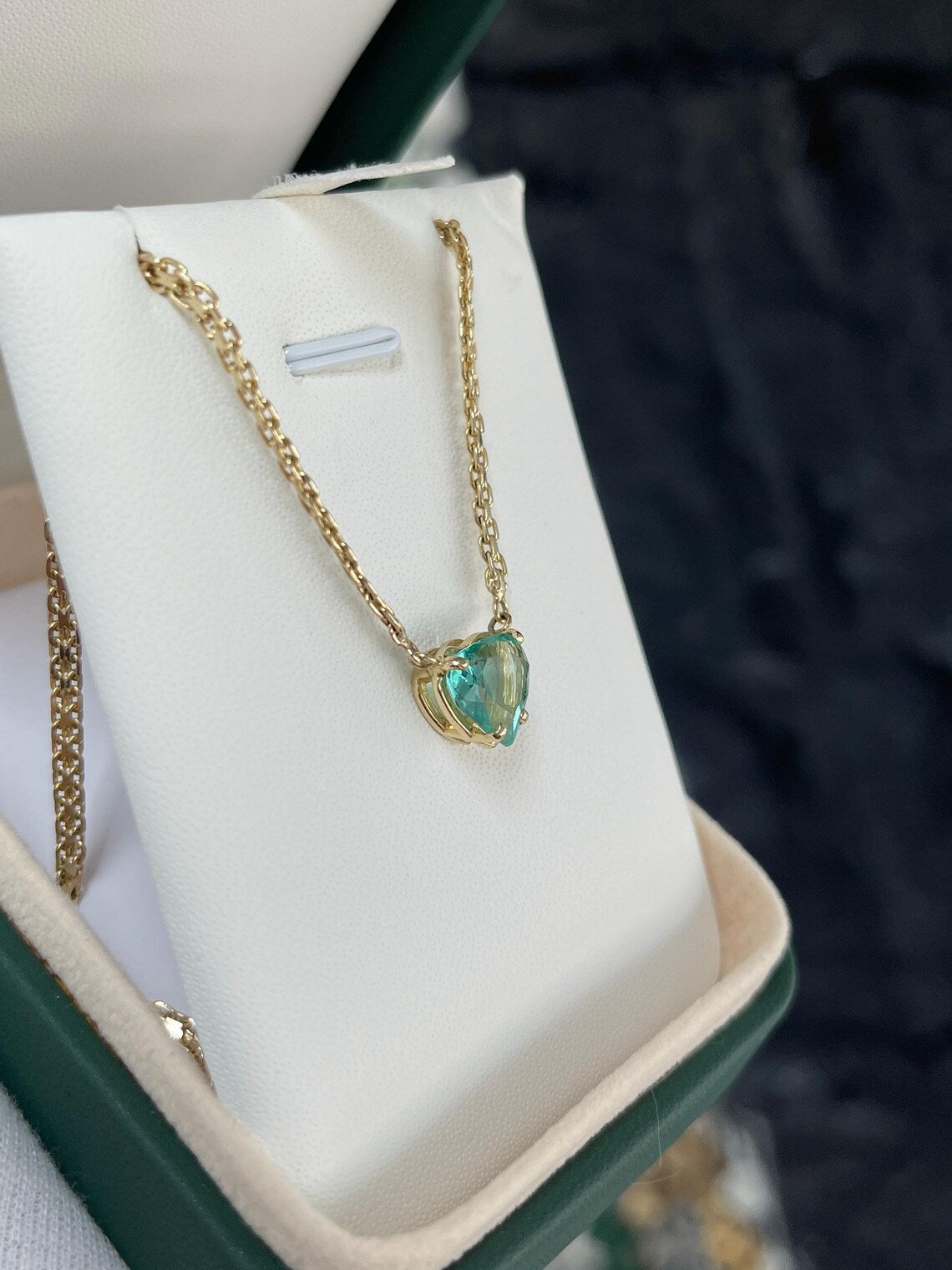 2.19 Carat Heart Cut Colombian Emerald Pendant Necklace - 18K Gold Plated Sterling Silver Jewelry for Women - Perfect Gift for Anniversary, Valentine's Day & Special Occasions