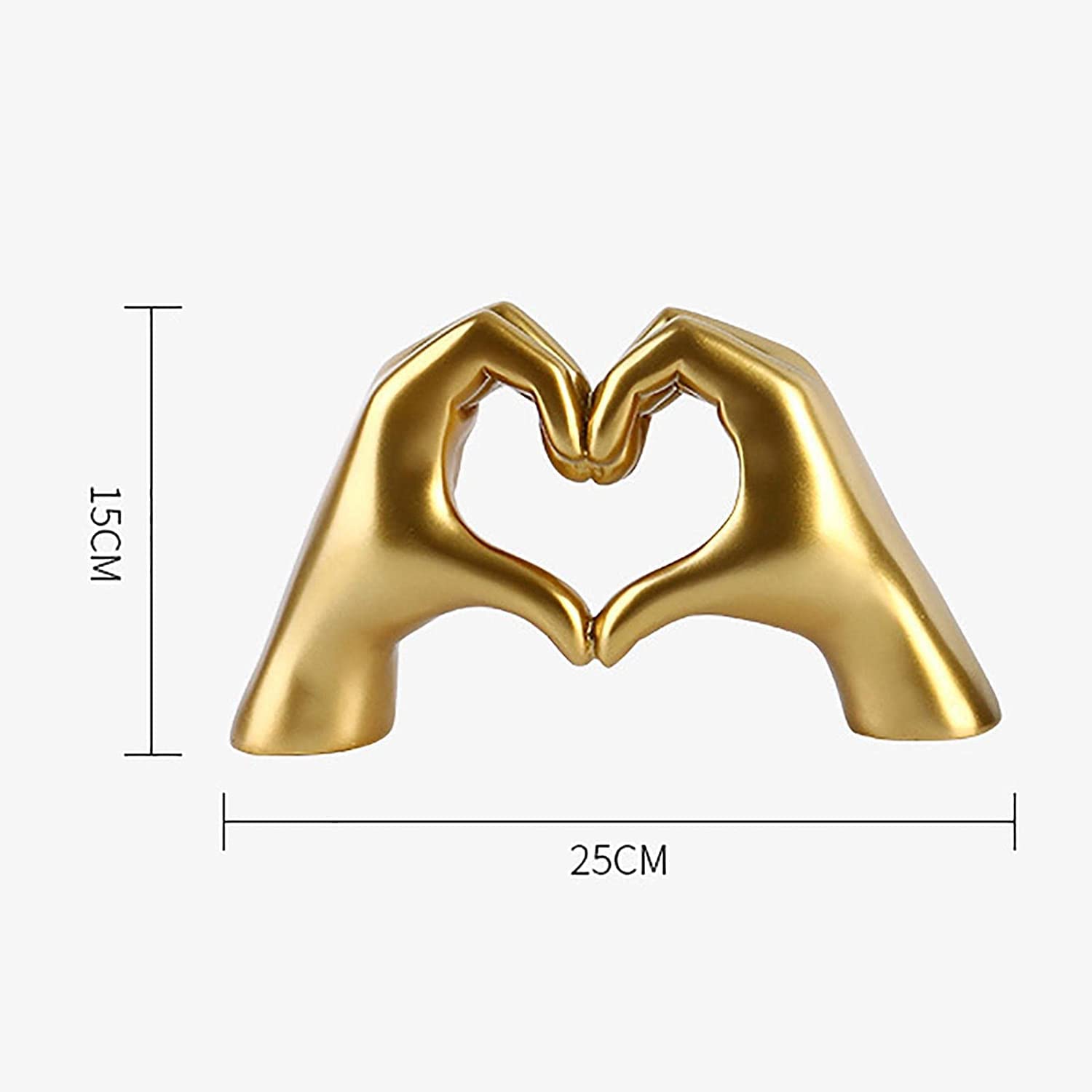 Heart Gesture Love Hand Sculpture - Golden Resin Desktop Statue for Home Decor, Living Room & Bookcase Display - Perfect for Valentine's Day Gifts, Wedding Anniversary & Romantic Home Decoration