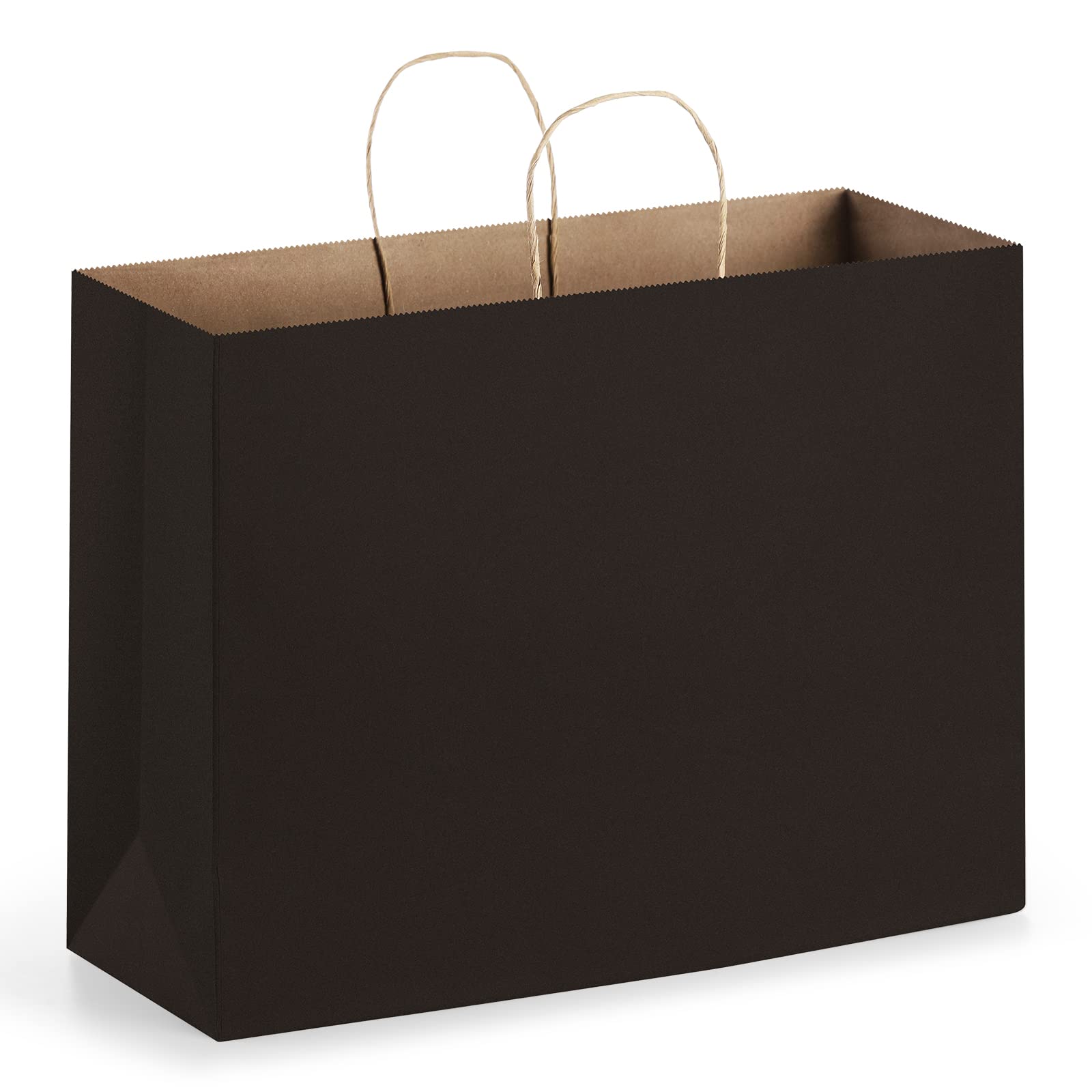 Eupako 50 Pack 16x6x12 Inch Large Black Kraft Paper Bags with Handles - Bulk Grocery Shopping Bags, Retail Merchandise Bags for Stores, Parties, Gift Packaging & Eco-Friendly Shopping