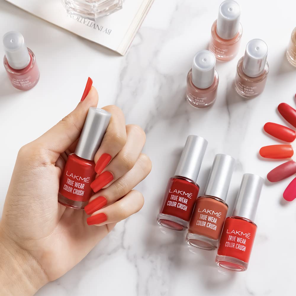 LAKMÉ True Wear Color Crush Glossy Finish Nail Polish - Crush 81 (6ml & 75ml) | Long-Lasting Shine for Manicures & Pedicures | Perfect for Parties, Weddings & Everyday Wear