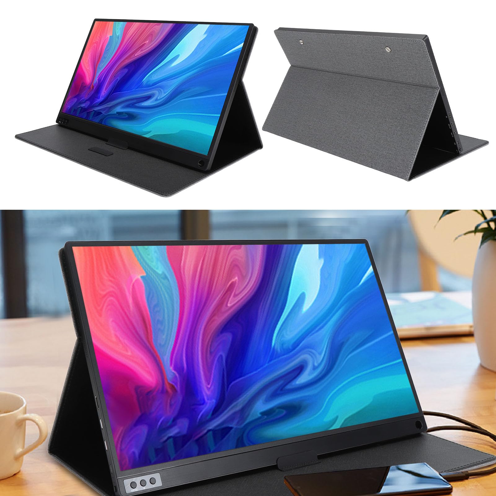 16 Inch Portable Monitor - 1920x1080P IPS Screen with USB-C & HDMI | Second Display for Laptop, PC, Mac | External Gaming Monitor for Xbox, PS5 | Perfect for Work, Travel & Mobile Gaming