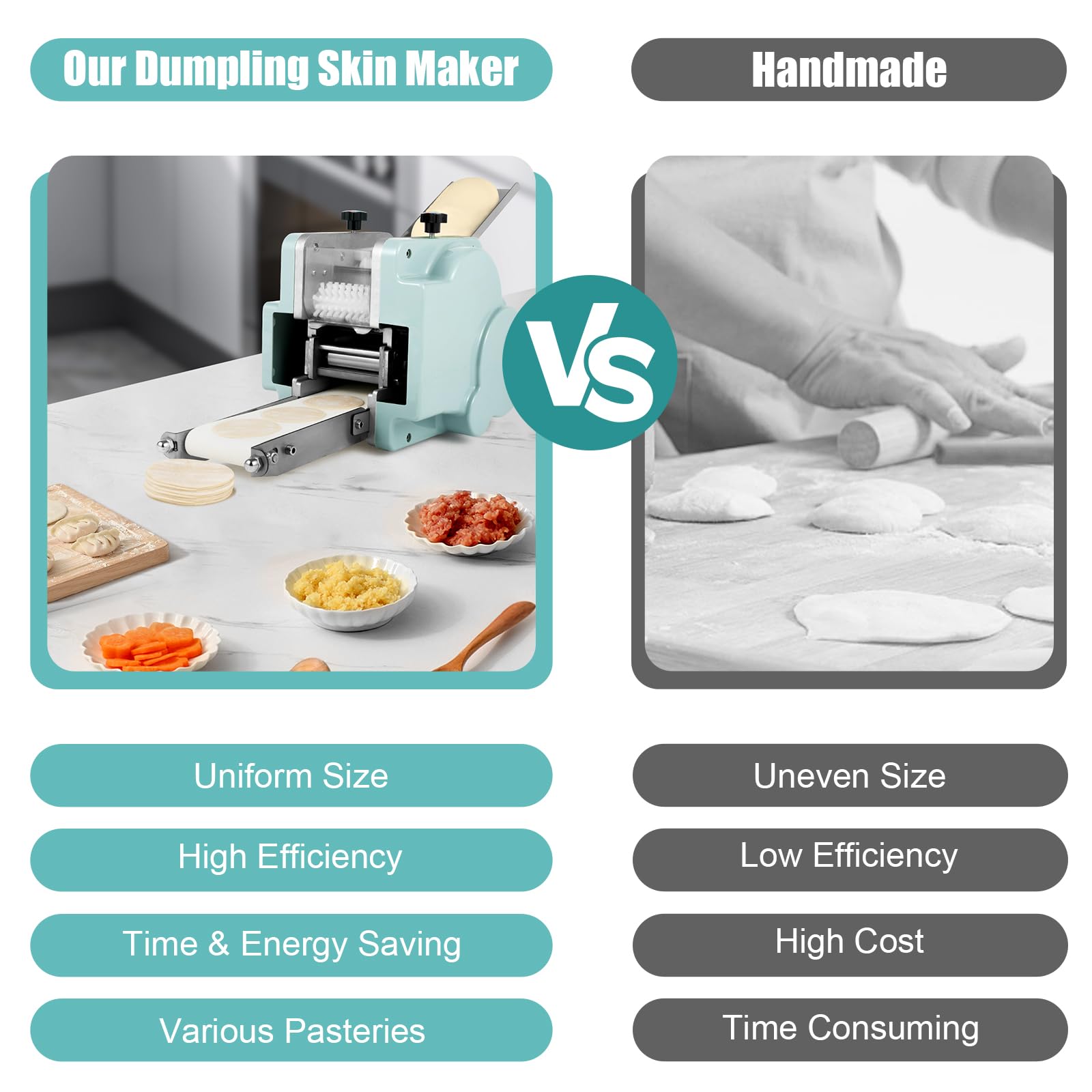 Automatic Dumpling Maker Machine - 140W Electric Dumpling Wrapper Press with 8cm Round Mold (50-60 Pcs/Min) for Home, Kitchen & Restaurant Use - 110V - Perfect for Making Homemade Dumplings, Wontons & Pastry Dough
