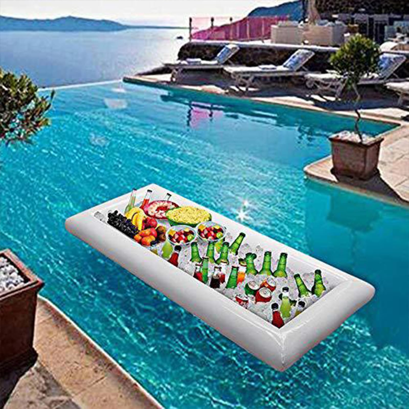 **Inflatable Serving Bar Tray with Drain Plug - Perfect for BBQ, Picnic, Pool Party, Buffet & Camping - Salad, Ice, Food & Drink Container (Pack of 1) - Ideal for Outdoor Gatherings, Beach Parties & Tailgating**