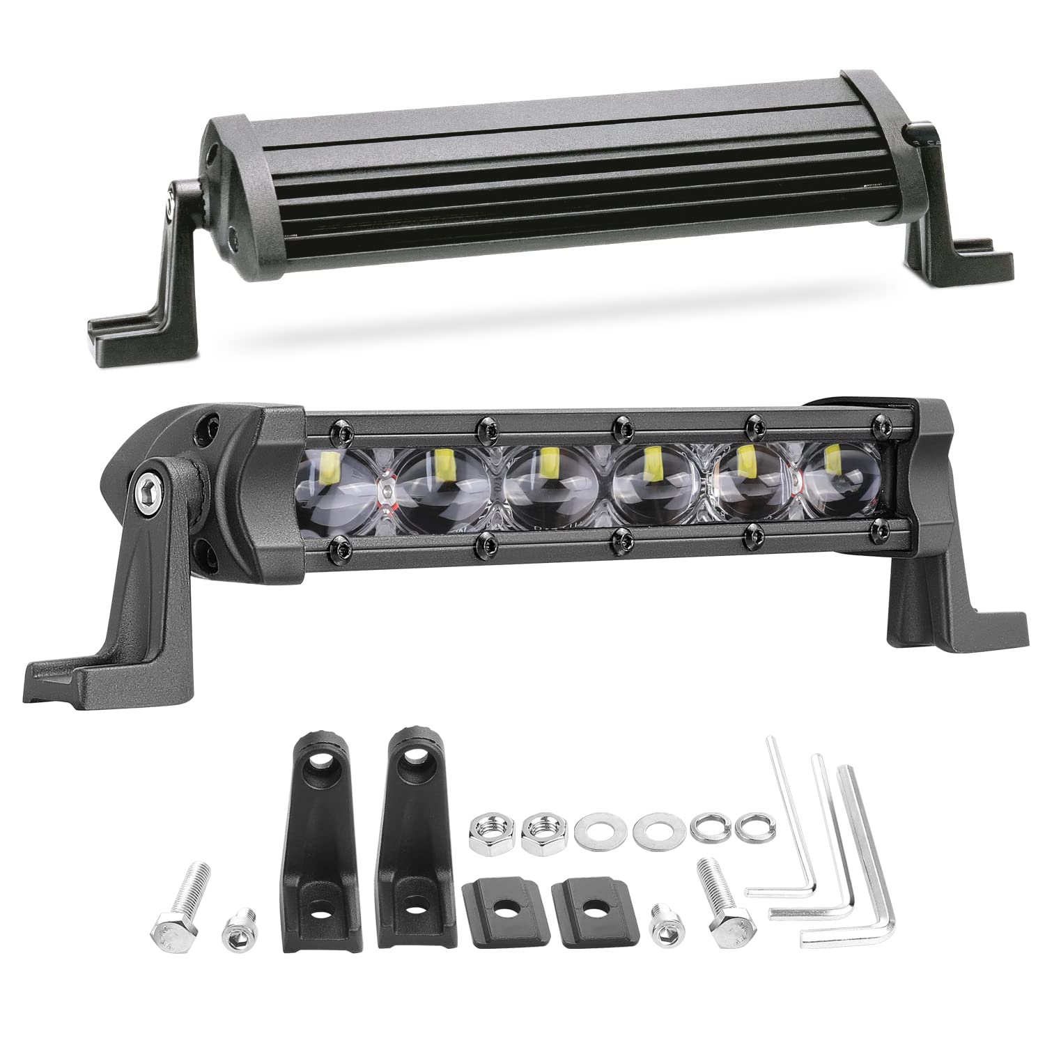 YCHOW-TECH 6 Inch 96W Slim LED Light Bar (2Pcs) - Single Row Spot Flood Combo LED Pods for Offroad Trucks, SUV, ATV & UTV | Waterproof Fog Lights, Driving Lights & Work Lights for Roof, Bumper & Off-Road Adventures