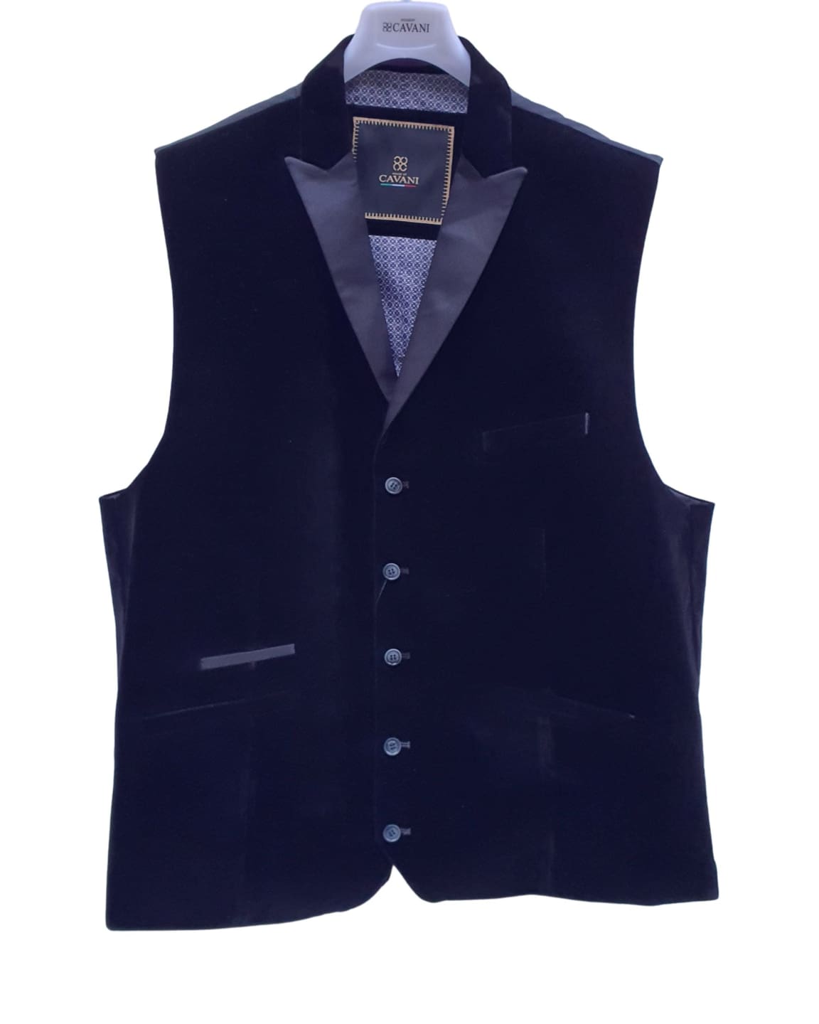 Cavani Rosa Navy Blue Velvet Tuxedo Lapel Waistcoat Vest for Men - Formal Wedding, Prom & Evening Wear