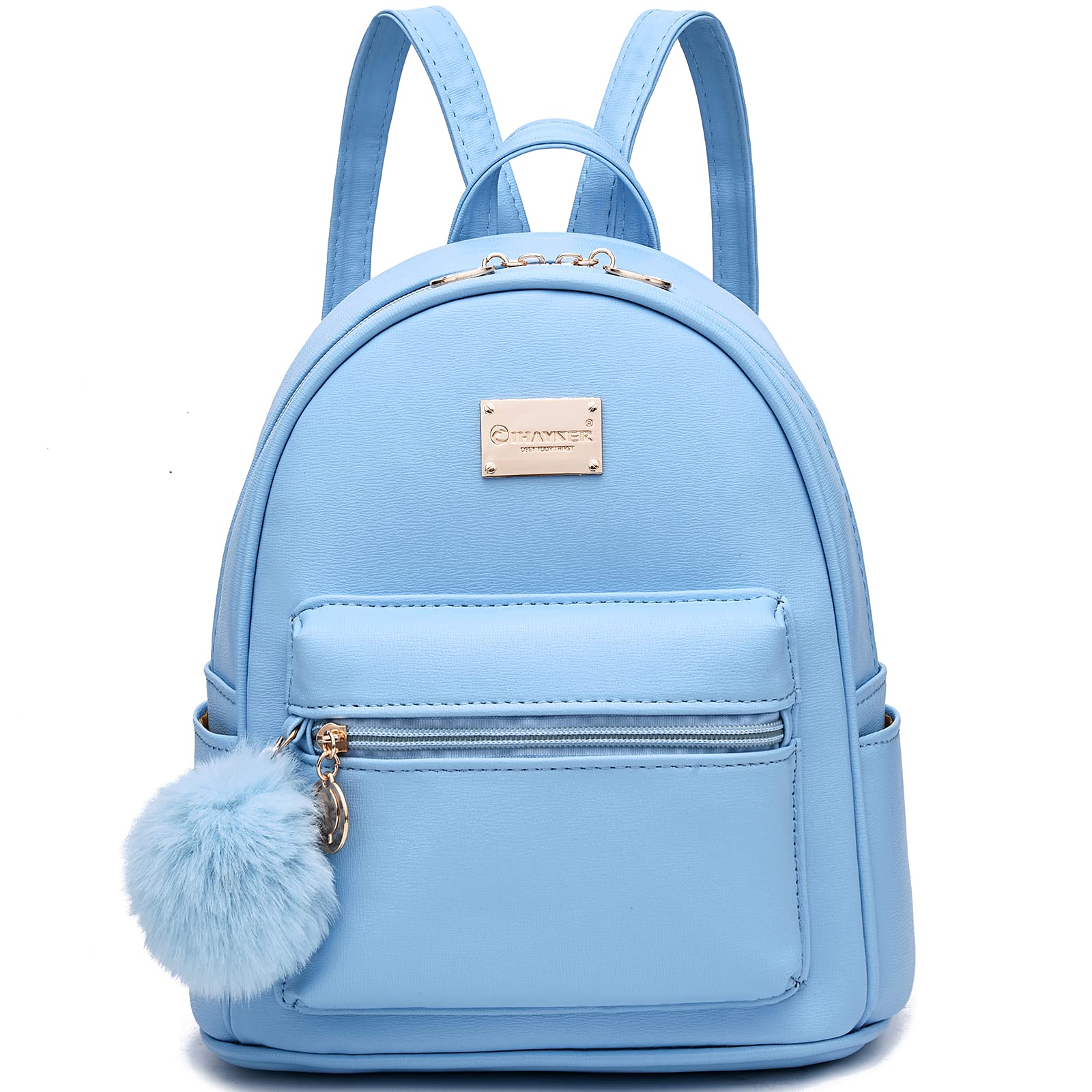 Stylish Leather Mini Backpack for Women & Girls - Fashionable School Bag, Travel Daypack, Casual Purse with Pompom | Perfect for School, Work, Travel & Everyday Use