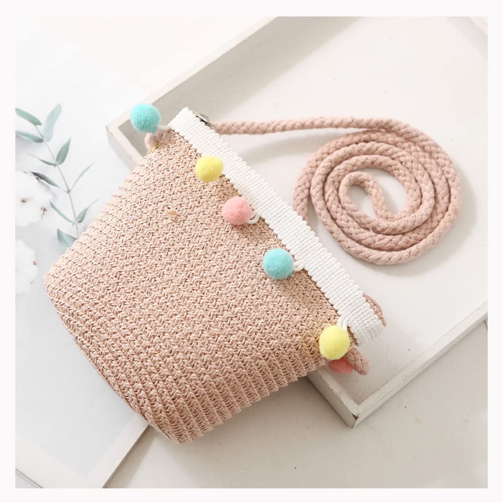 Kids Straw Woven Messenger Bag - Cute Mini Handbag for Girls & Women - Summer Beach Bag for Children - Perfect for School, Travel & Outdoor Activities (Color: A3)