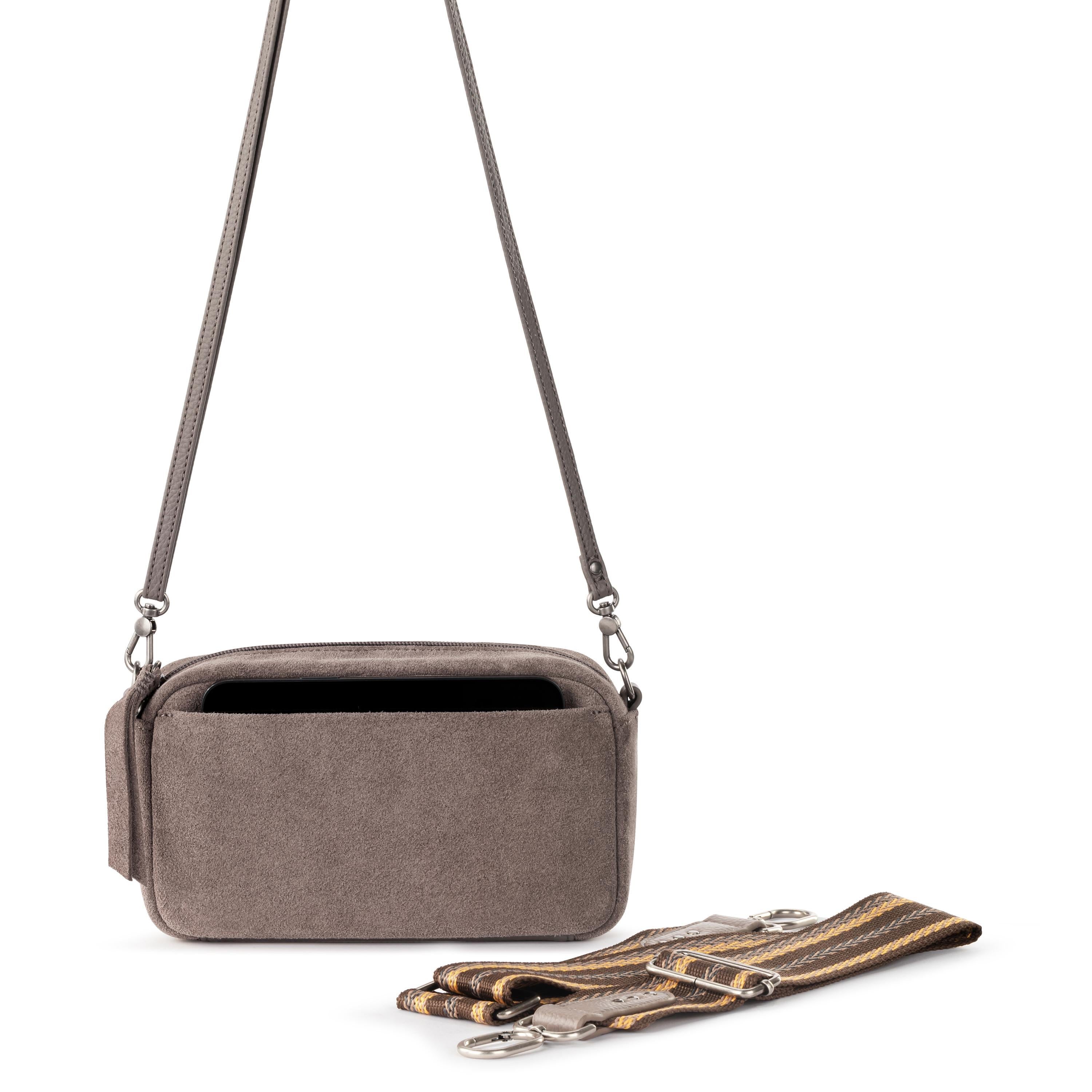 Premium Cora Smartphone Crossbody Bag - Genuine Leather & Mushroom Suede for Women - Perfect for Work, Travel & Everyday Use