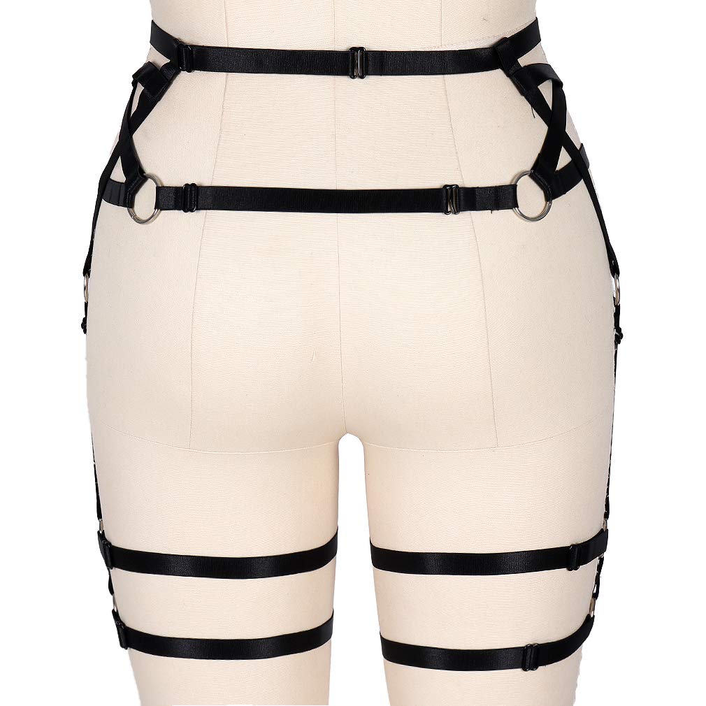 Women's Gothic Pentagram Harness Garter Belt - Punk Lingerie Adjustable Thigh Straps & Waist Cincher for Stockings | Perfect for Halloween, Cosplay, BDSM & Alternative Fashion