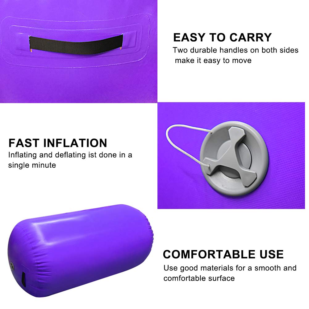 Inflatable Air Barrel Back Roller Tumbling Mat with Electric Pump - Gymnastic Equipment for Home Gym, Cheerleading & Yoga - Perfect for Exercise, Stretching & Fitness Training