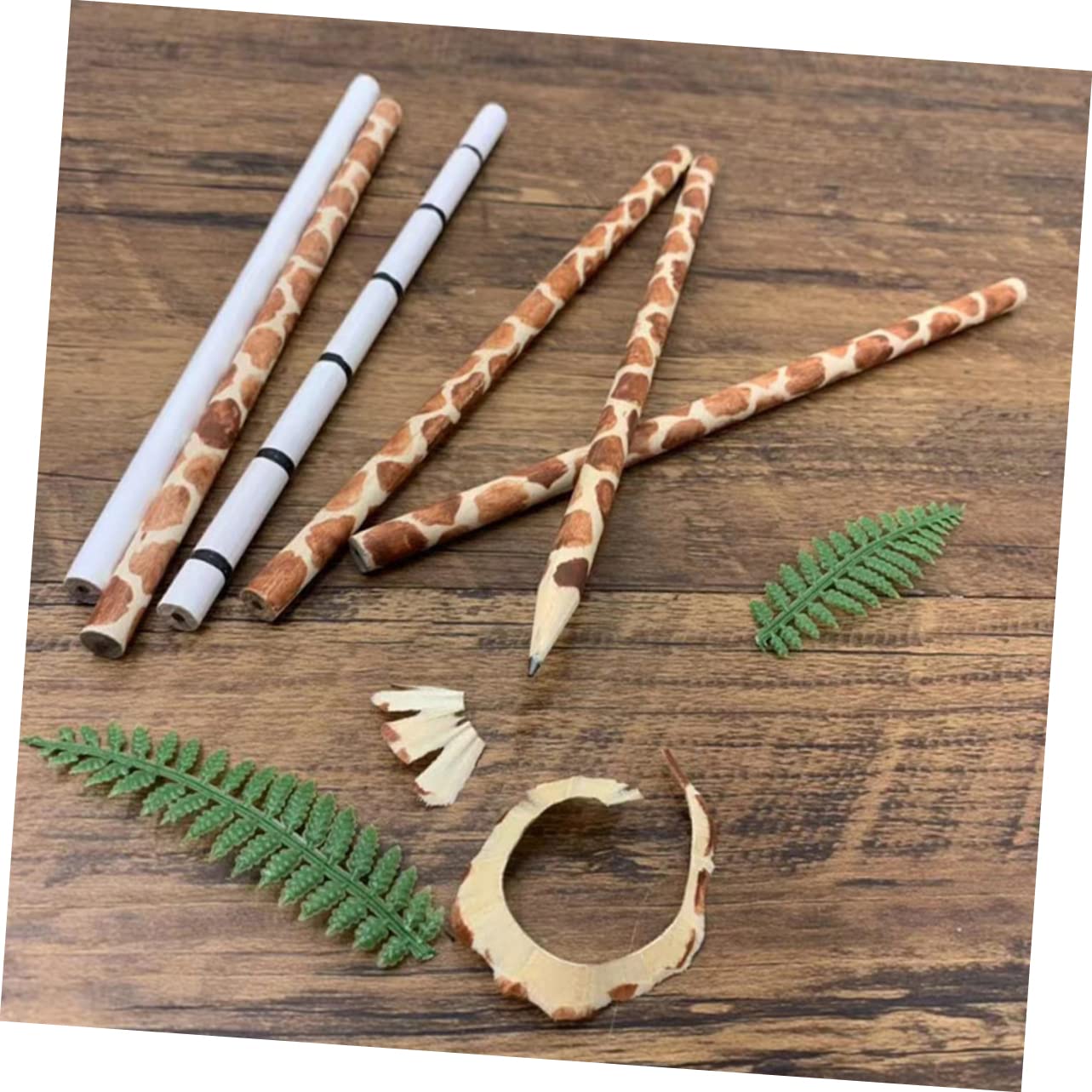 NUOBESTY 10pcs Animal Print Pencils - Wooden Log Design School Supplies for Kids, Party Favors, Classroom Rewards & Summer Camp Activities