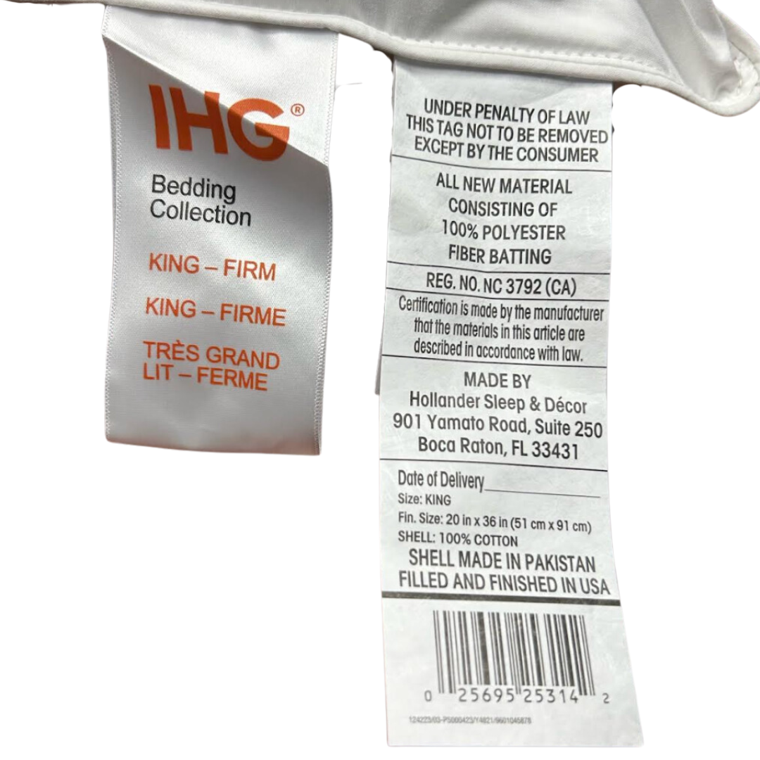 Holiday Inn® Polyester Pillow - Firm Support for Neck and Back Pain Relief | Perfect for Hotels, Home & Travel Use