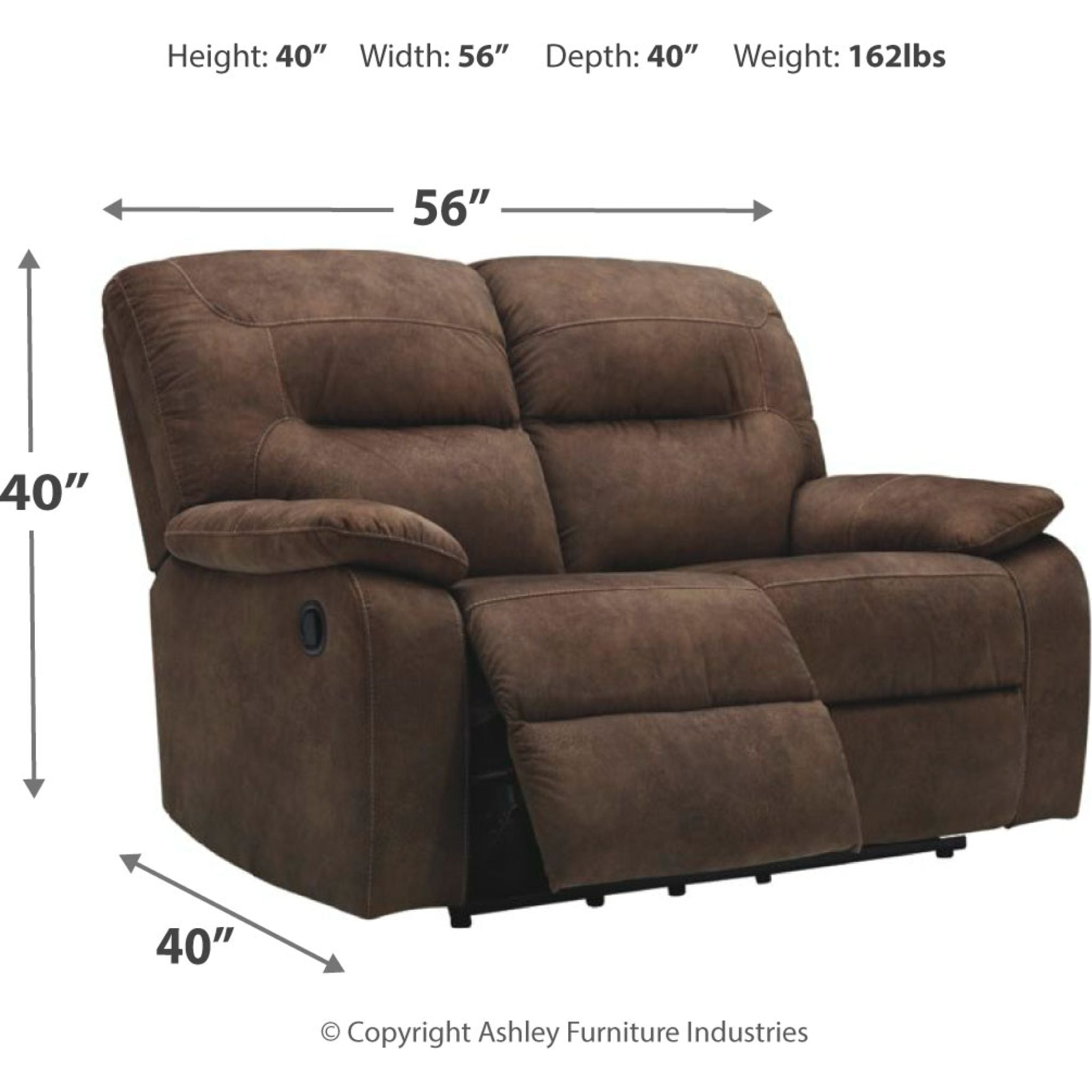 Bolzano Reclining Loveseat - Modern 2-Seater Sofa with Cup Holders & USB Ports - Perfect for Living Room, Home Theater & Small Spaces