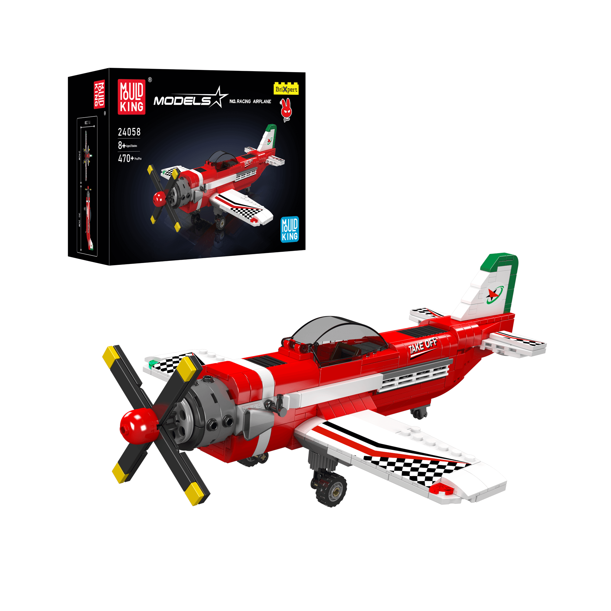 Mould King 24058 Racing Airplane Model Building Kit - 470 Pcs STEM Toy for Kids & Adults | Perfect for Creative Play, Birthday Gifts & Home Decoration