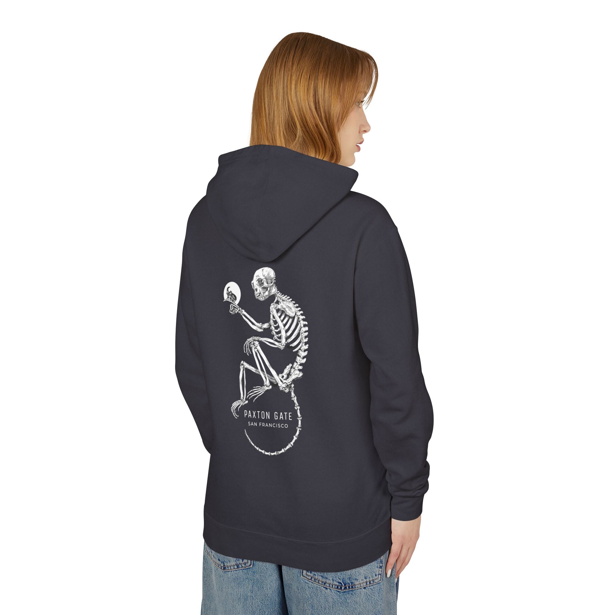 Stylish Unisex Skeletal Monkey Print Hoodie by Zoe Keller - Perfect for Halloween, Streetwear & Casual Fashion