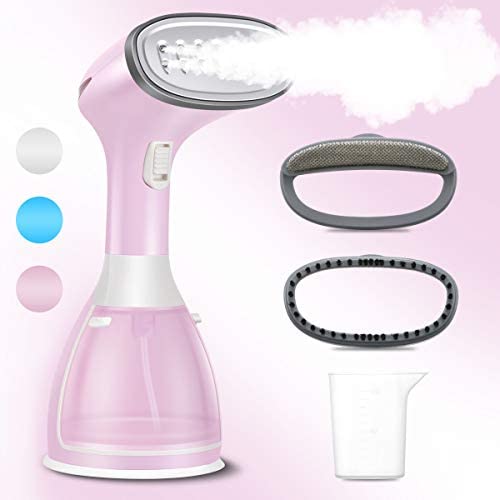 Powerful Handheld Portable Steamer for Clothes - 280ml Large Detachable Water Tank, 20s Fast Heat-up Wrinkle Remover for Travel & Home Use - Pink Fabric Garment Steamer | Perfect for Suits, Dresses, Curtains & Home Textiles
