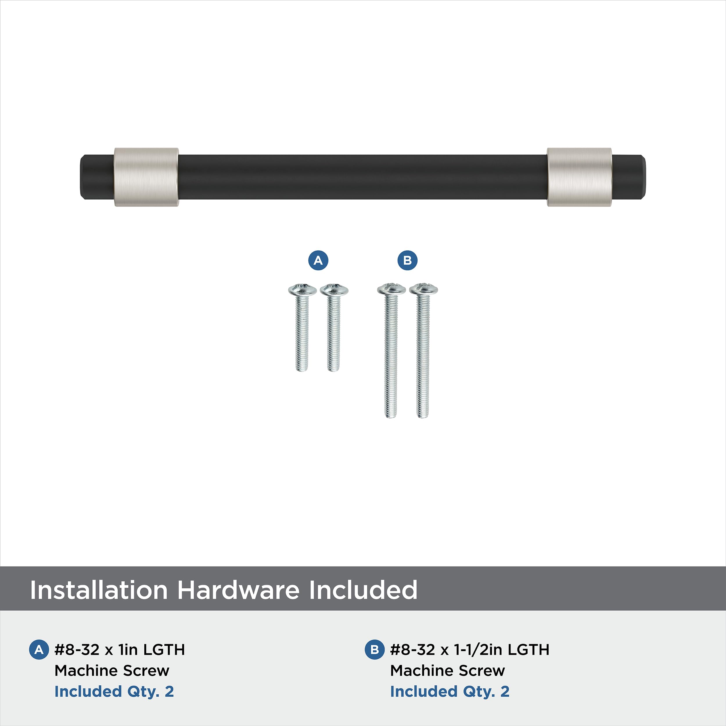 Amerock Mergence 3-3/4 inch (96mm) Center-to-Center Cabinet Pulls - Matte Black & Satin Nickel Drawer Handles (1 Pack) - Perfect for Kitchen Cabinets, Bathroom Vanities & Furniture Hardware Upgrade