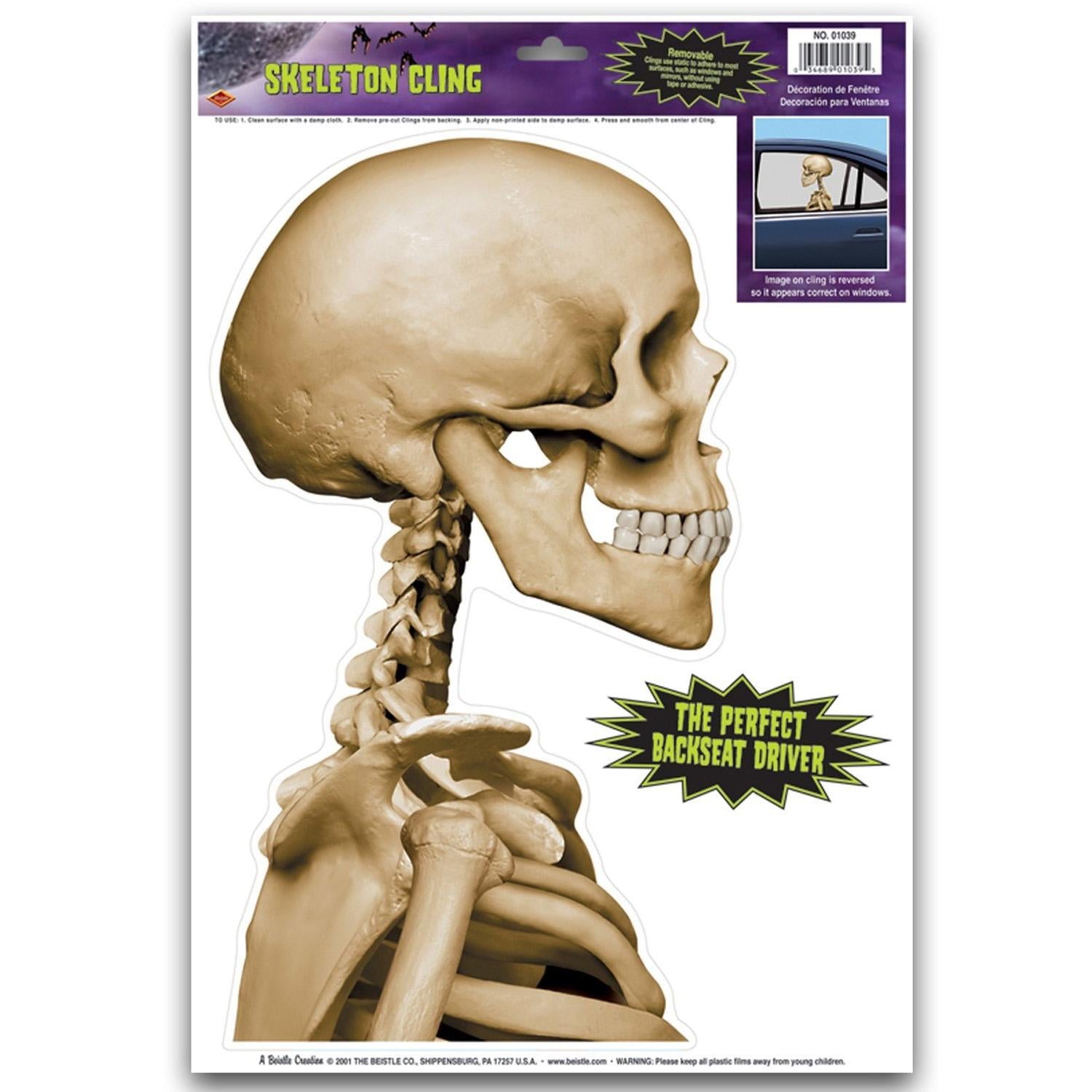 12 Pack Halloween Skeleton Car Window Clings - Scary Decals for Car Windows, Home & Party Decor - Perfect for Halloween Decorations, Themed Parties & Spooky Car Displays