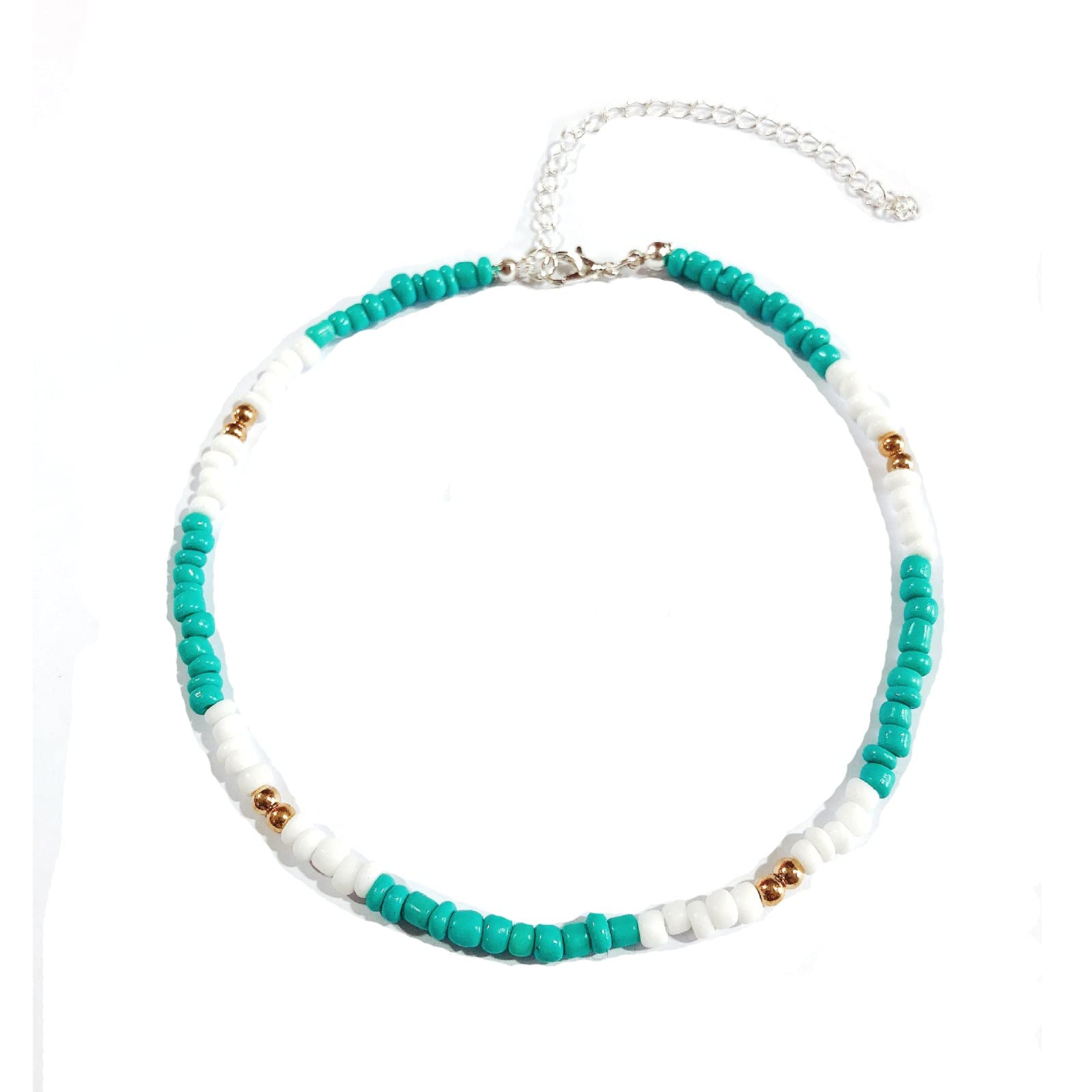 Personalized Initial Layered Necklace for Women - Sexy Fashion Beaded Chain Collar Necklace, Retro Street Style Rice Bead Pendant Jewelry | Perfect for Date Night, Party, Gift Giving & Everyday Wear