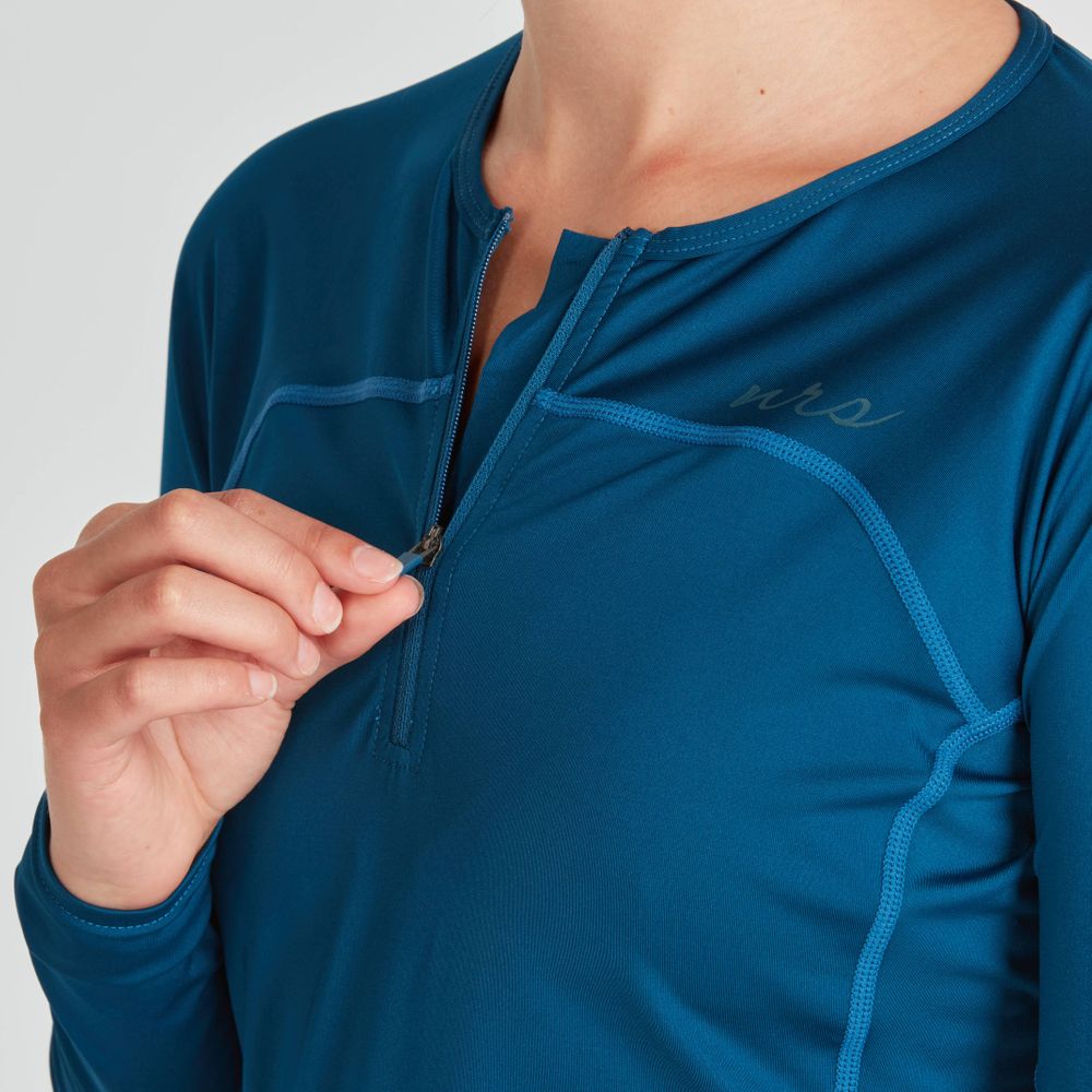 NRS Women's Long Sleeve Rashguard - UPF 50+ Sun Protection Swim Shirt for Surfing, Swimming & Outdoor Water Sports