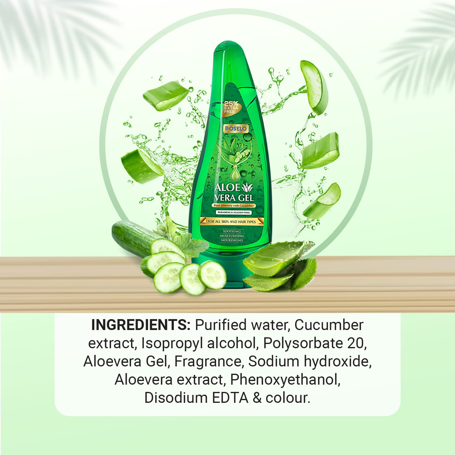DOSELO Pure Aloe Vera Gel for Face, Skin & Hair Care - 125ml | Natural Moisturizer for Glowing Skin | Men & Women | Perfect for Sunburn Relief, After-Sun Care & Daily Hydration