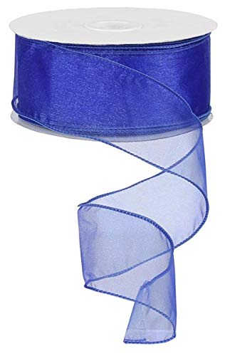Premium Sheer Organza Ribbon with Wired Edge - 50 Yards Royal Blue (2.5 Inch Width) for Gift Wrapping, Wedding Decorations & DIY Crafts