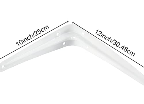 ZOENHOU 24 Pack Heavy Duty White Metal Shelf Brackets 10x12 Inch - L-Shaped Corner Brackets with 144 Screws & 72 Wall Plugs - Sturdy Wall Mount Shelving Support for Floating Shelves, Bookshelves, Kitchen Cabinets & Home Organization