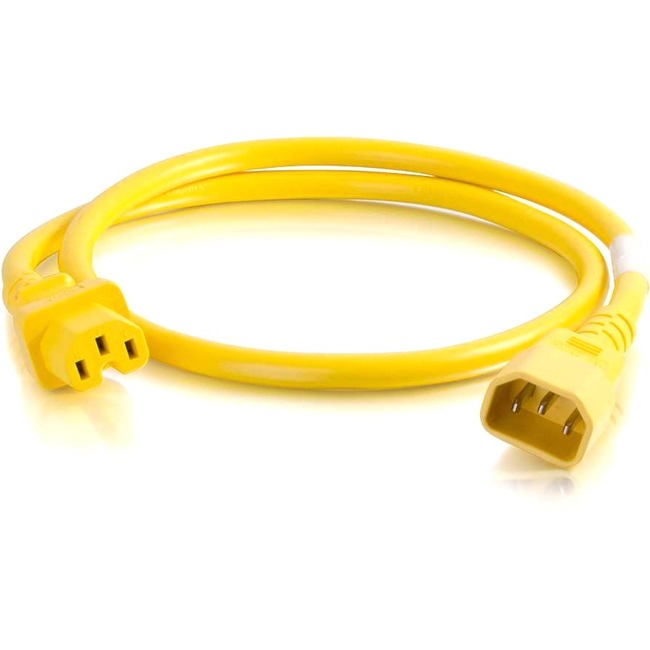 3Ft 18AWG Heavy Duty Power Cord - IEC320 C14 to C13 Connector - Yellow - Perfect for Computers, Servers & Office Equipment